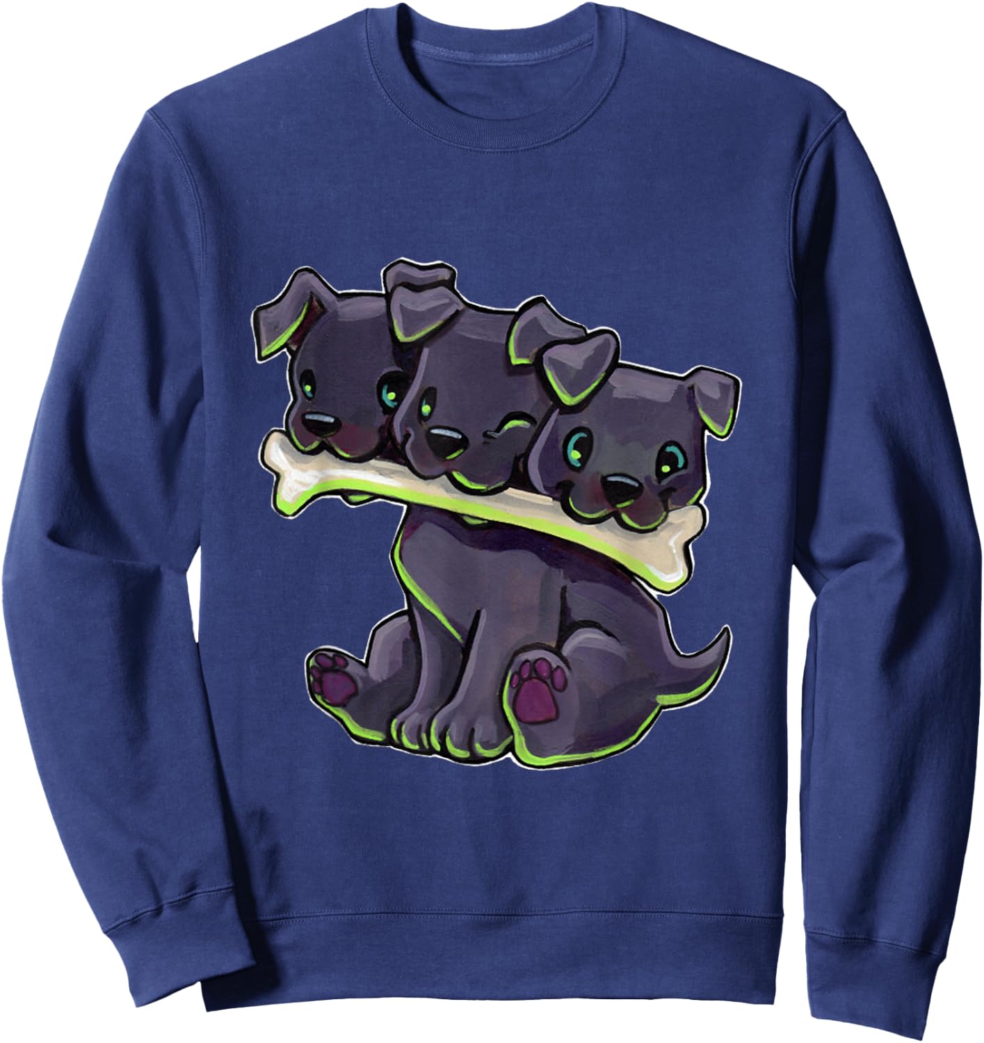 Cerberus Cute - Funny Dog Sweatshirt - Sweatshirt | Navy