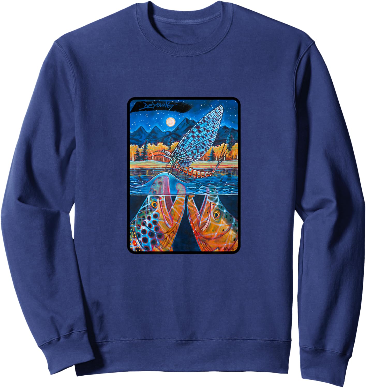 Teton Riser Trout Fishing Derek DeYoung Sweatshirt - Sweatshirt | Navy