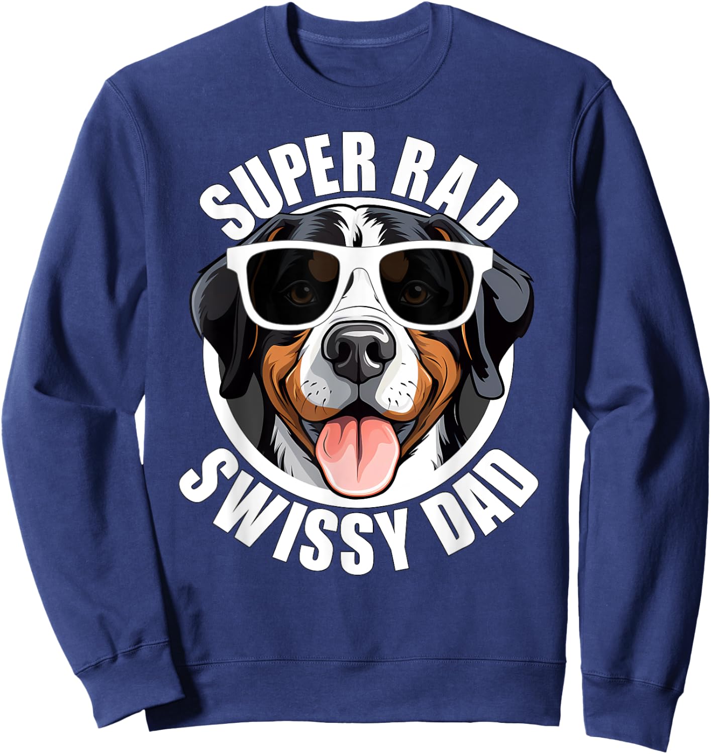 Greater Swiss Mountain Dog Swissy Dad Cute Puppy Father Men Sweatshirt - Sweatshirt | Navy