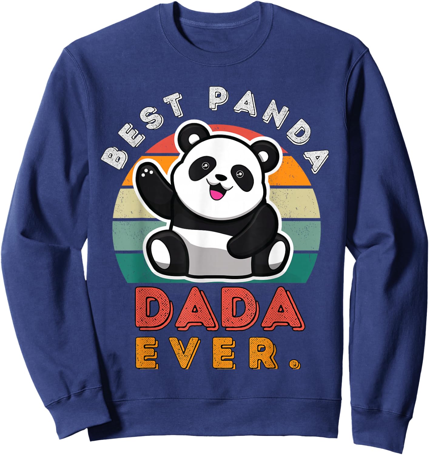 Best Panda Dada Ever Vintage Retro Sunset Kungfu Panda Sweatshirt - Sweatshirt | Navy