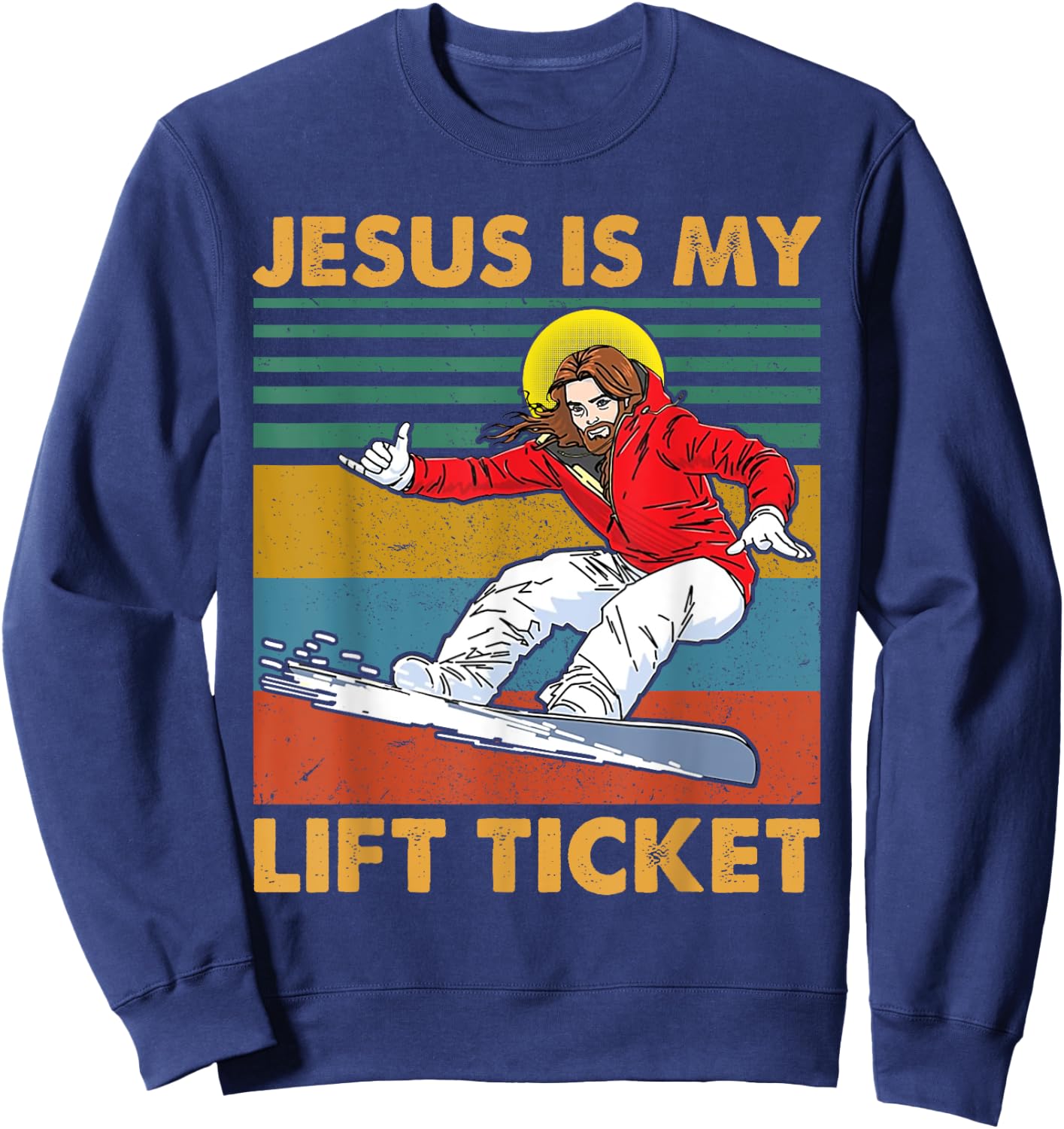 Vintage Jesus Is My Lift Ticket Christian Gift Sweatshirt - Sweatshirt | Navy