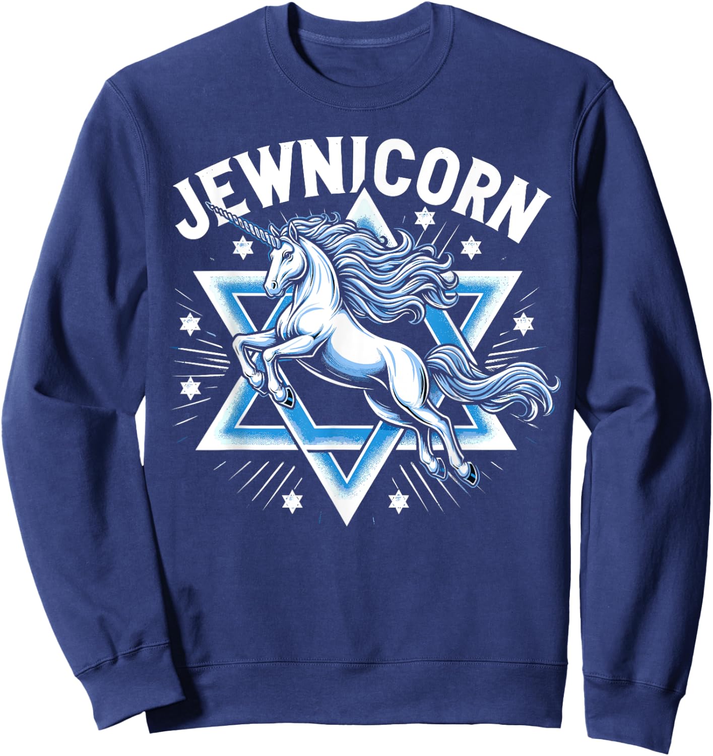 Jewnicorn Funny Jewish Hanukkah Jewnicorn Sweatshirt - Sweatshirt | Navy