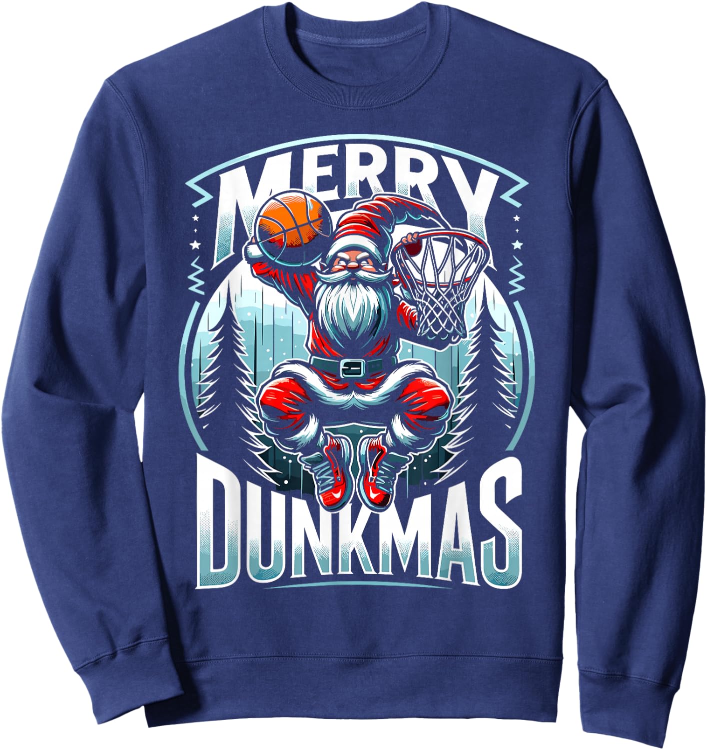 Basketball Gnome Merry Dunkmas, Christmas Basketball Player Sweatshirt - Sweatshirt | Navy