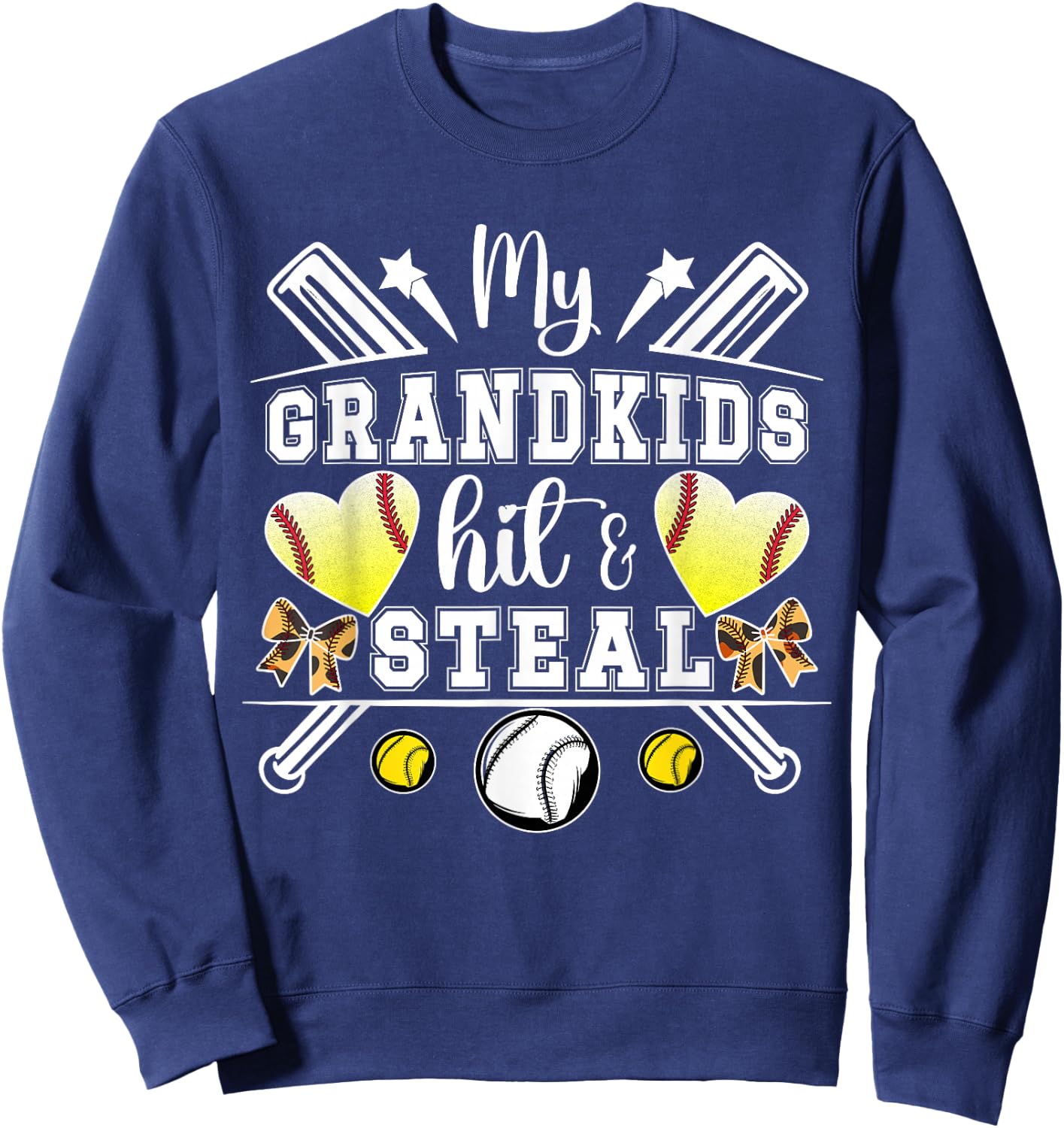 My Grandkids Hit & Steal Baseball Softball Grandma Sweatshirt - Sweatshirt | Navy