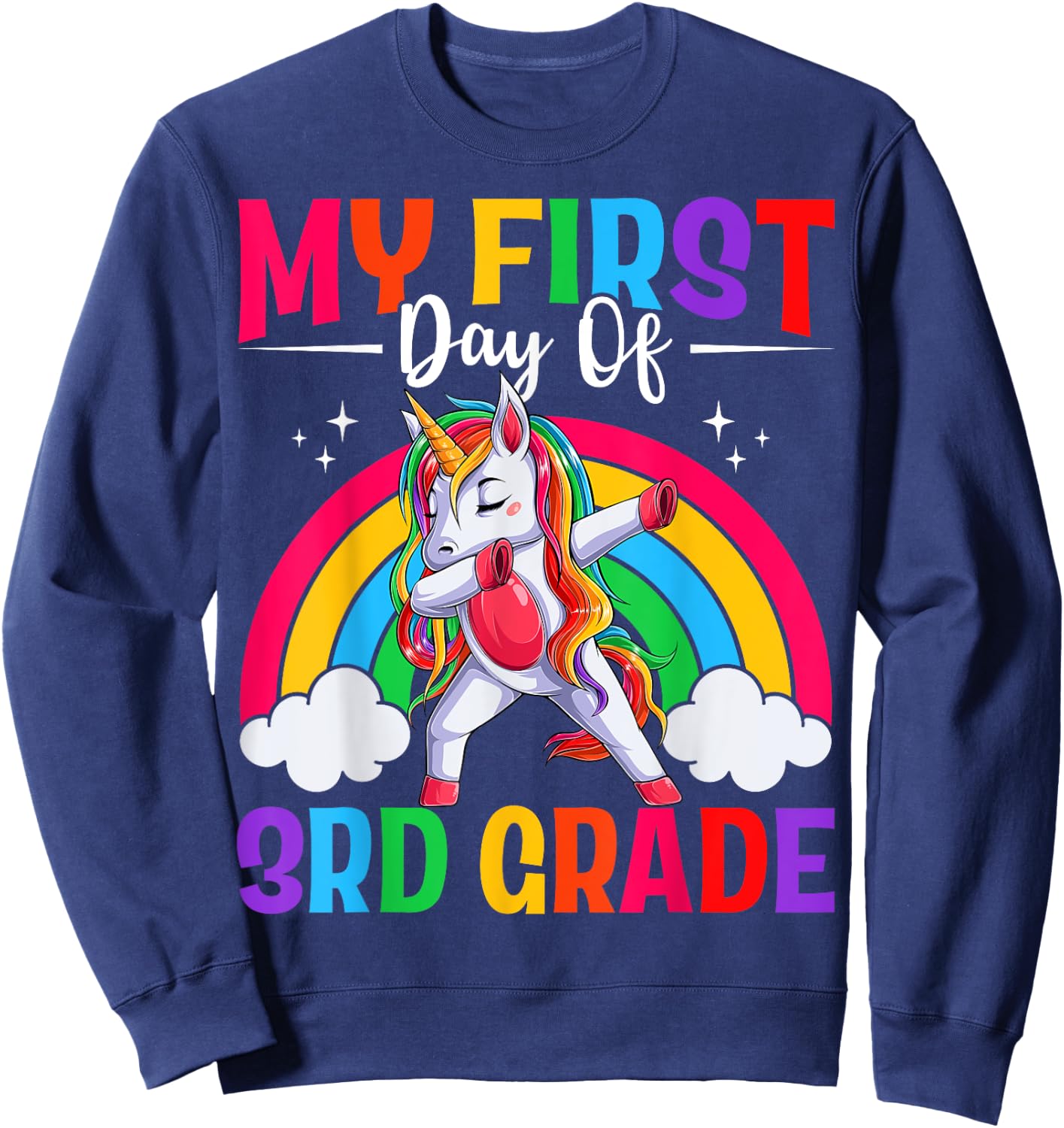 My First Day Of 3rd Grade Unicorn Third Grade Team Girls Sweatshirt - Sweatshirt | Navy