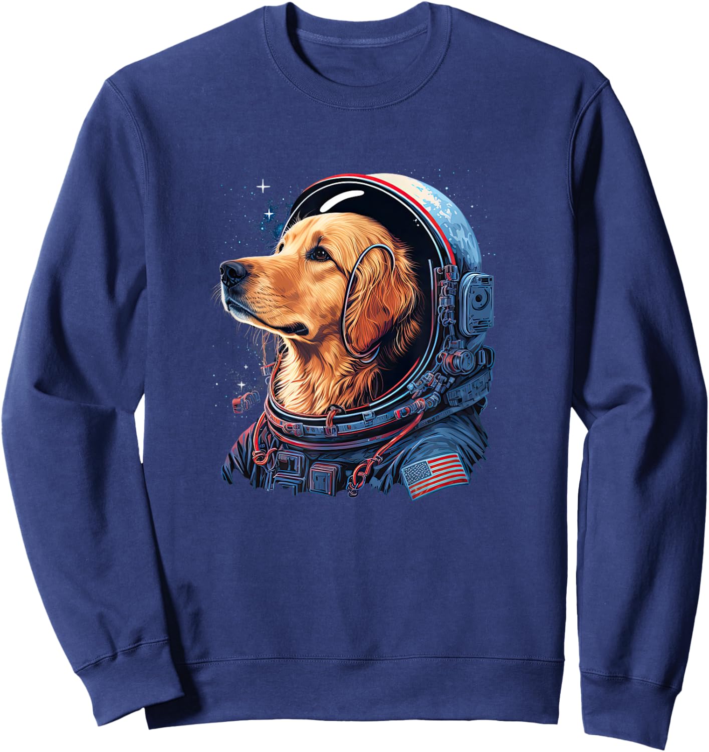 Funny Golden Retriever Astronaut in the space Sweatshirt - Sweatshirt | Navy