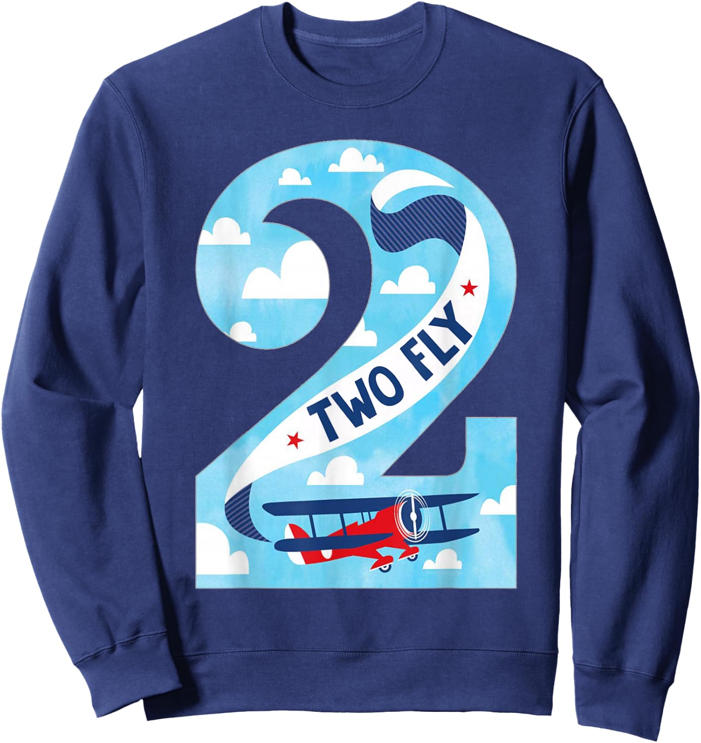 Two Fly 2 Years Old Birthday 2nd Bday Birthday Boy Airplane Sweatshirt - Sweatshirt | Navy