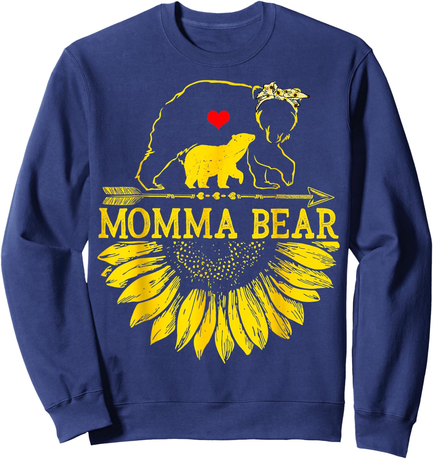 Momma Bear Mothers Day Sunflower Family Sweatshirt - Sweatshirt | Navy