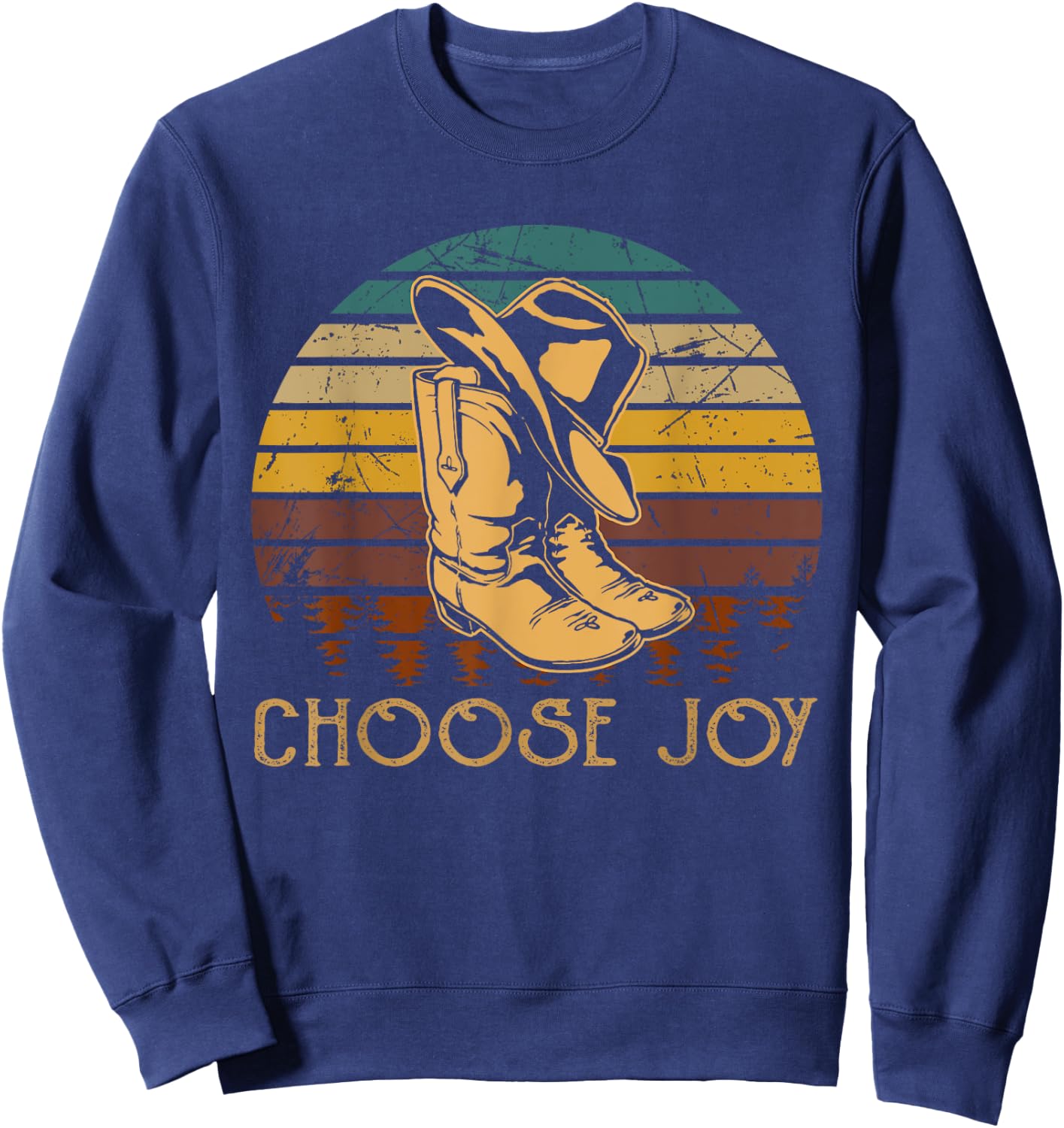 Chooses Joy Boot with Hat Cowboy Sweatshirt - Sweatshirt | Navy