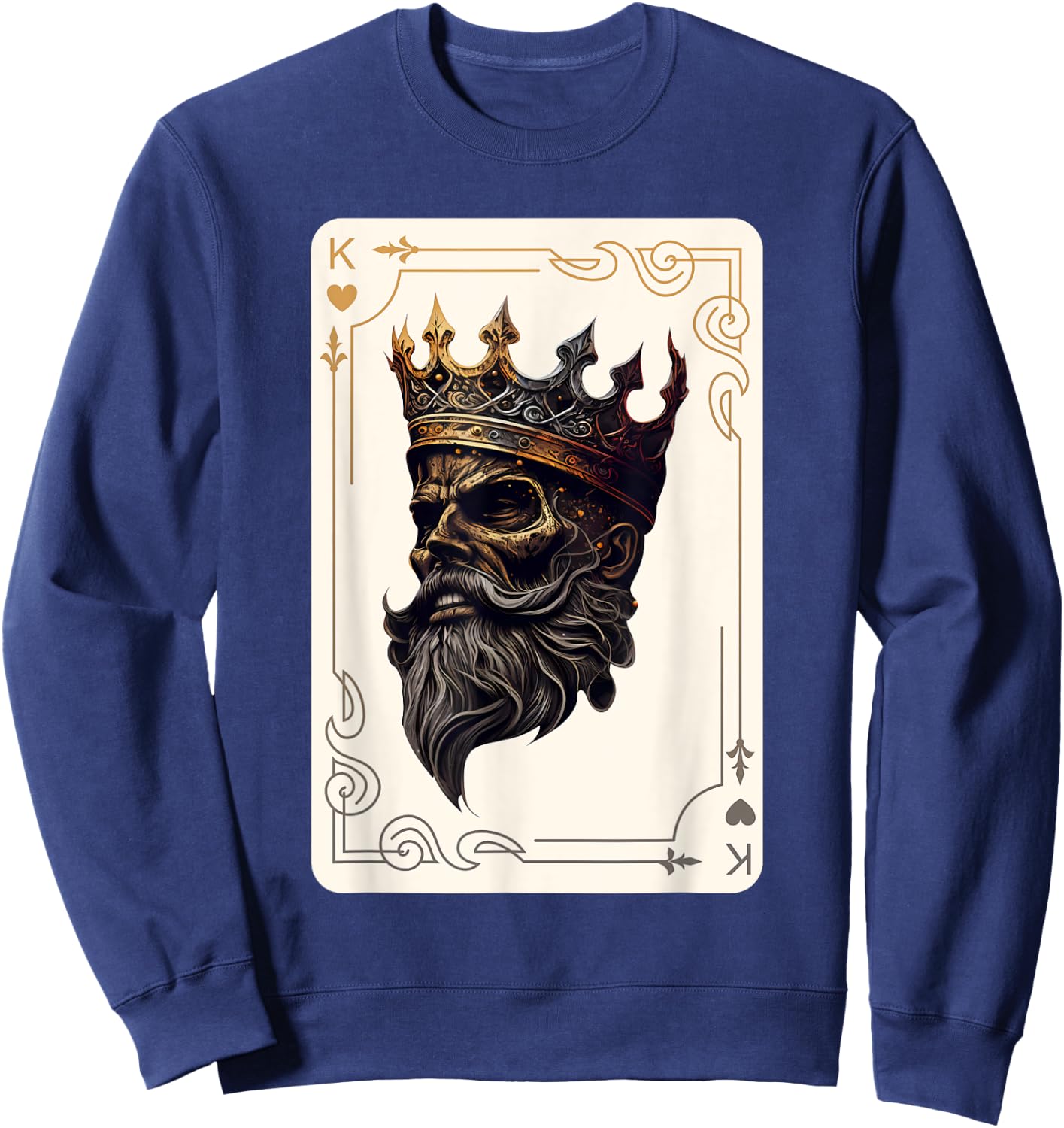 King of Hearts Creepy Card Game Poker Gothic Halloween Sweatshirt - Sweatshirt | Navy