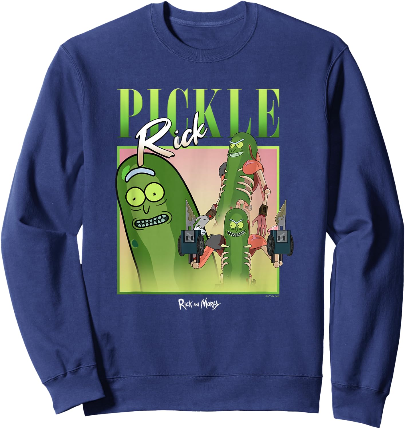 Rick & Morty Pickle Rick Multiple Poses Poster Sweatshirt - Sweatshirt | Navy