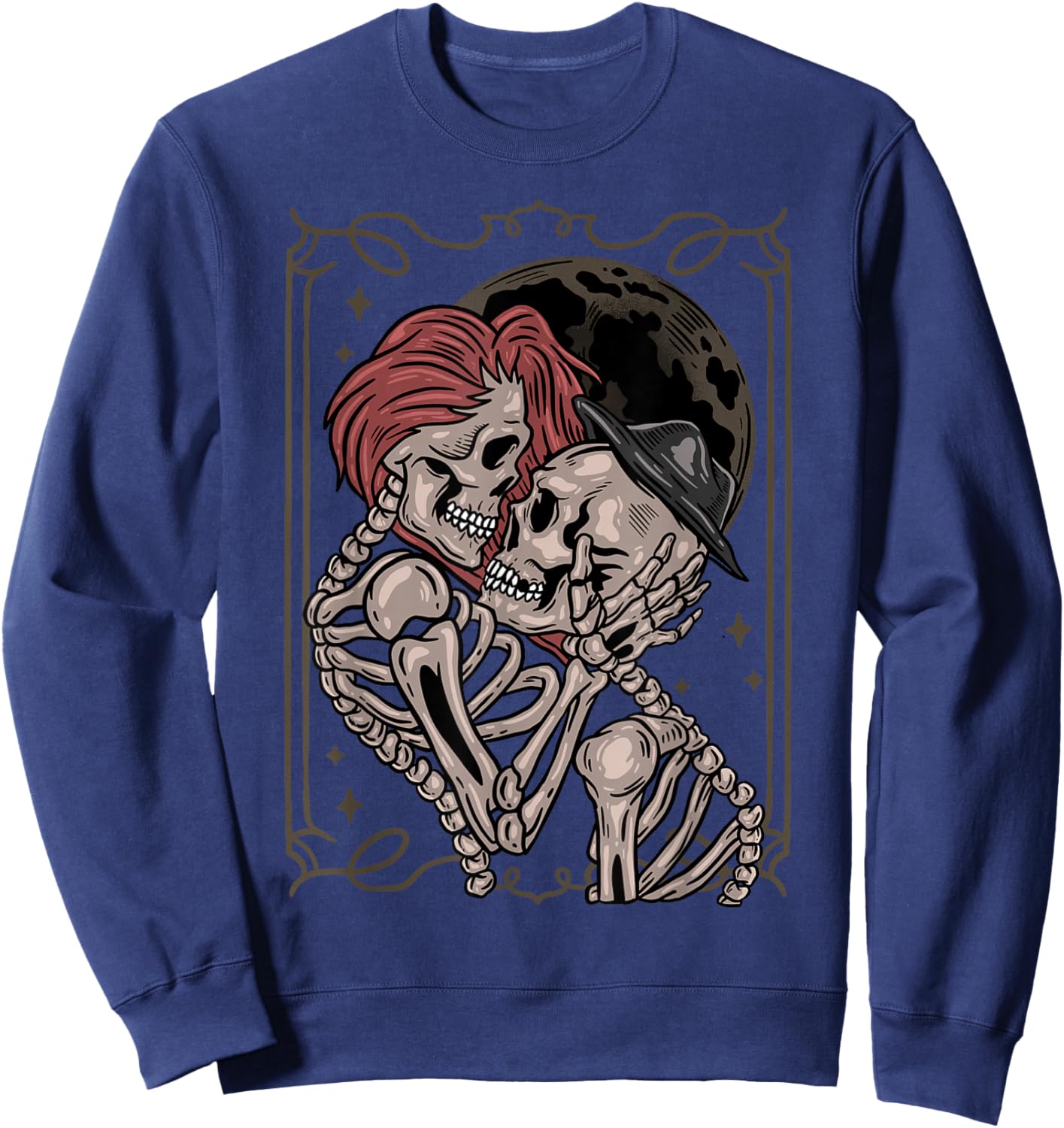 The Lovers Tarot Moon Gothic Skeleton Occult Goth Sweatshirt - Sweatshirt | Navy