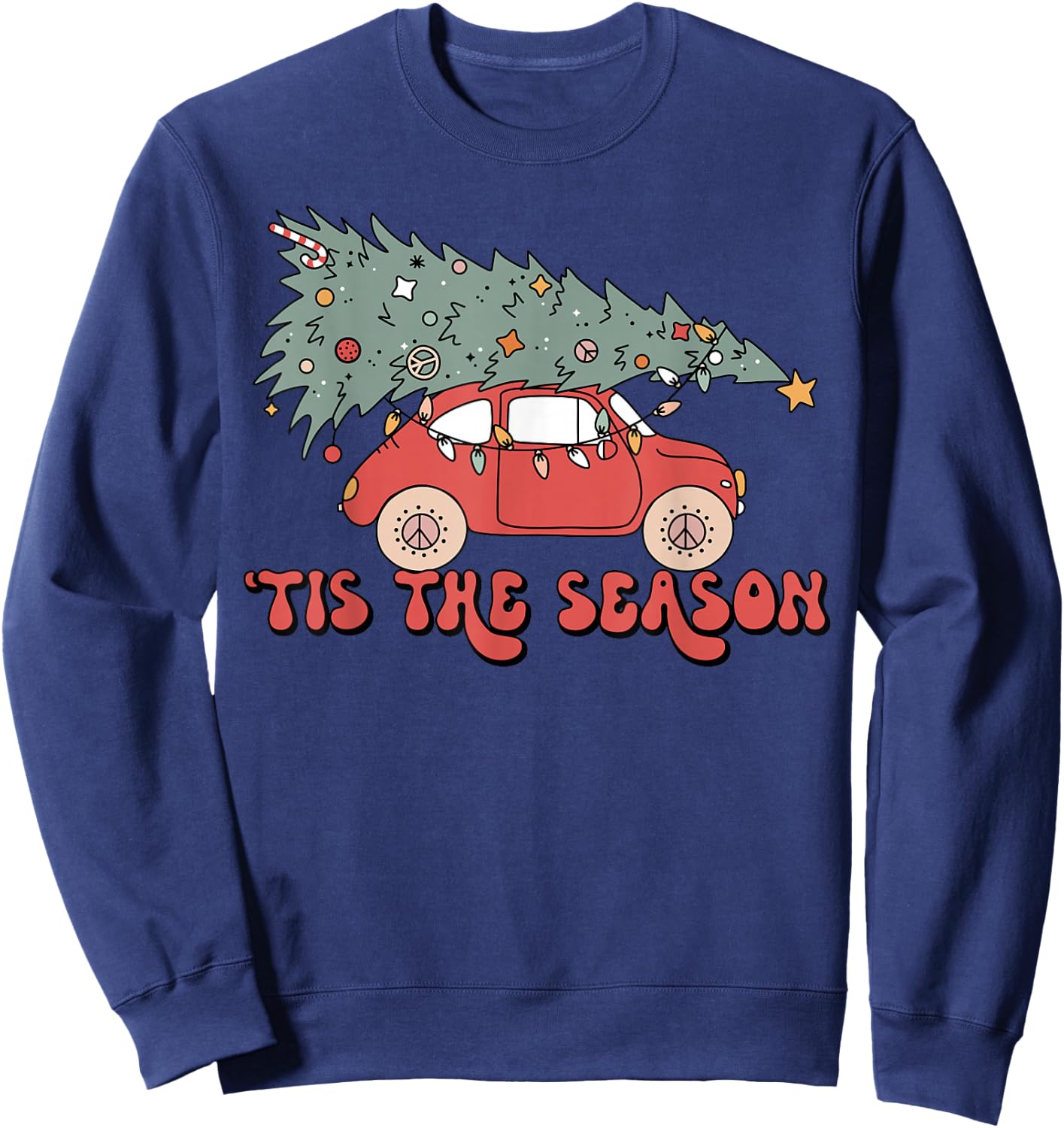 Tis' the Season Christmas Red Truck Matching Pjs Pajamas Sweatshirt - Sweatshirt | Navy