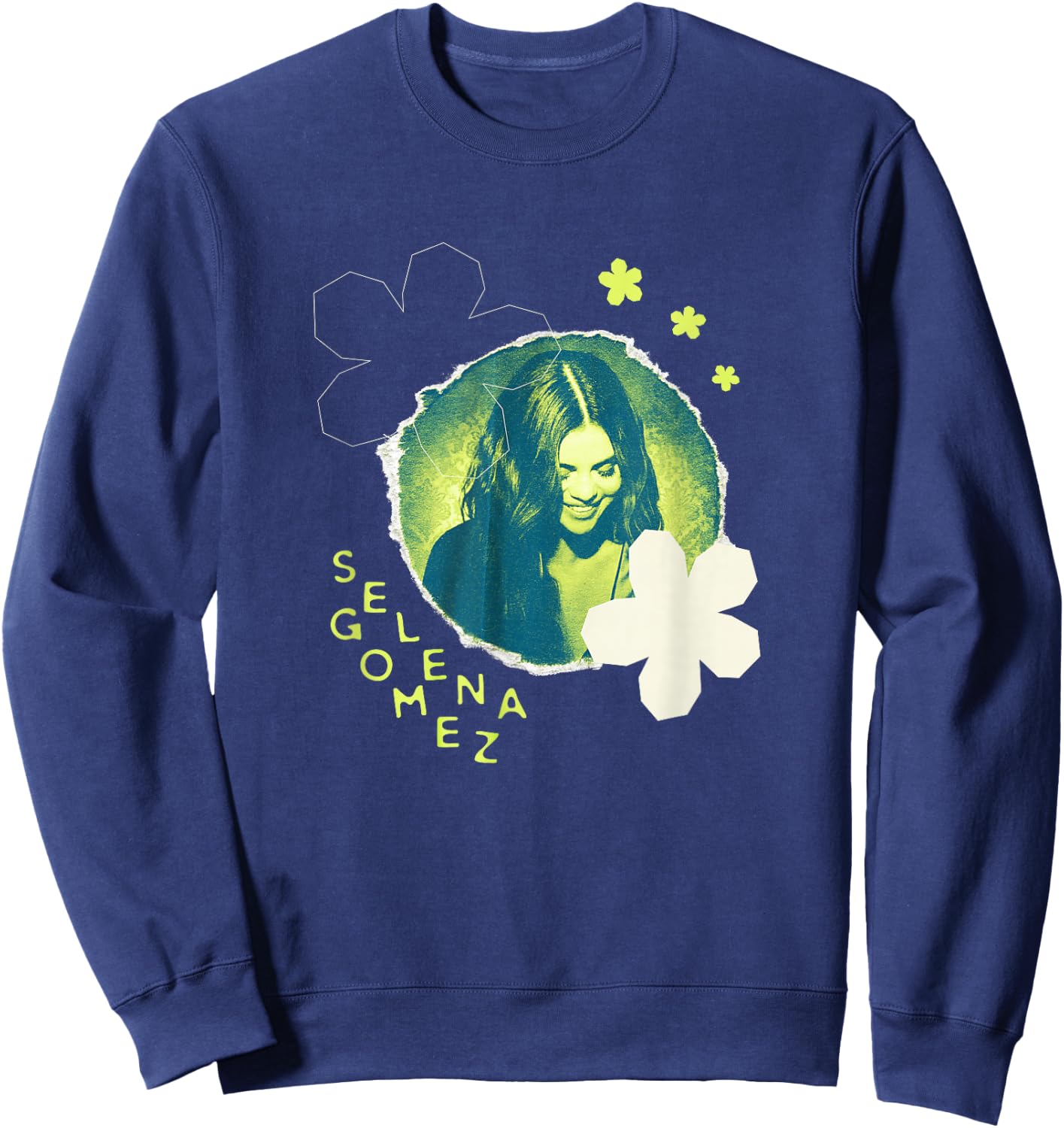 Official Selena Gomez Green Flower Photo Sweatshirt - Sweatshirt | Navy