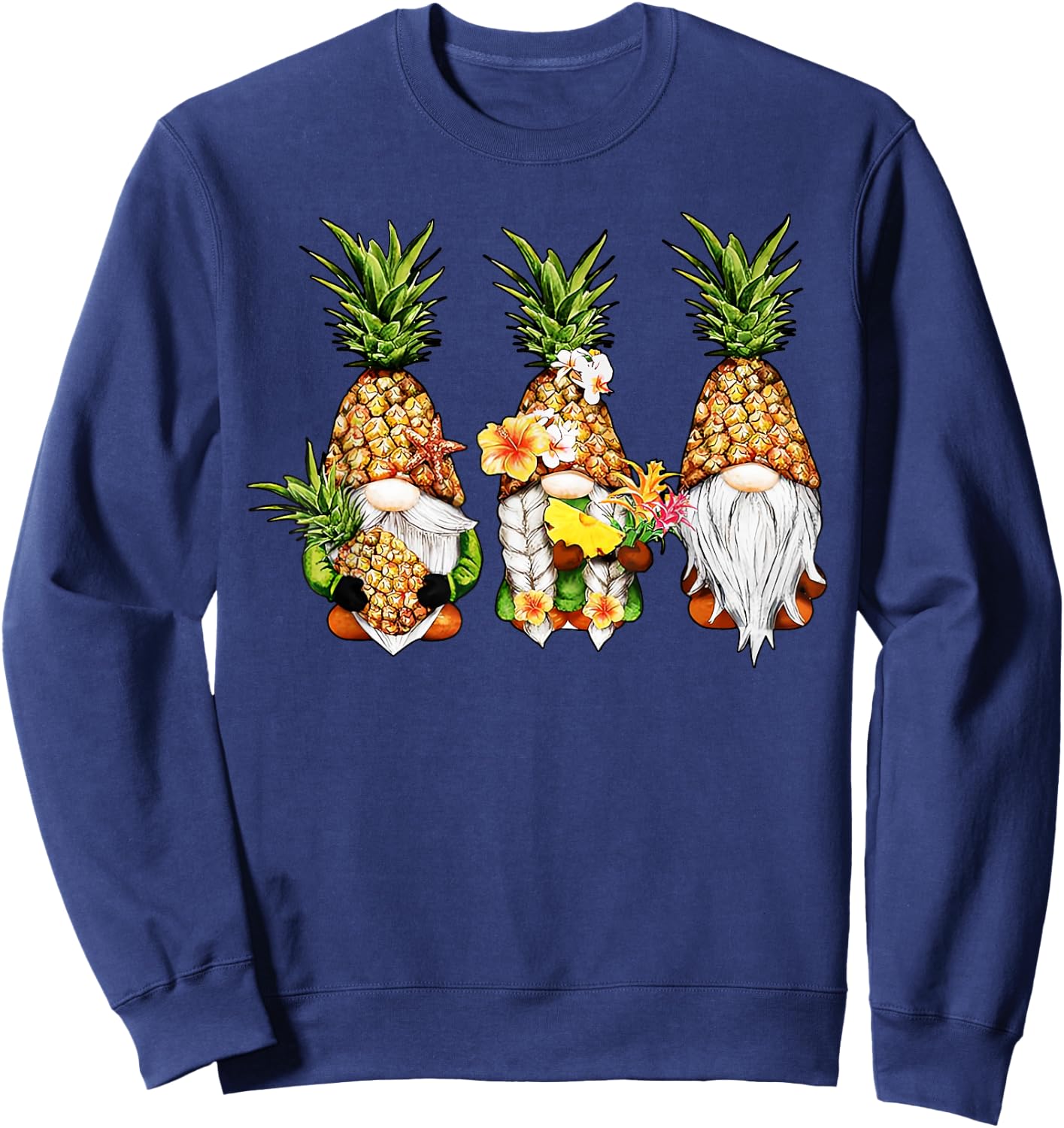 Pineapple Gnomes Beaches Summer Aloha Hawaii Hawaiian Women Girls Kids Sweatshirt - Sweatshirt | Navy