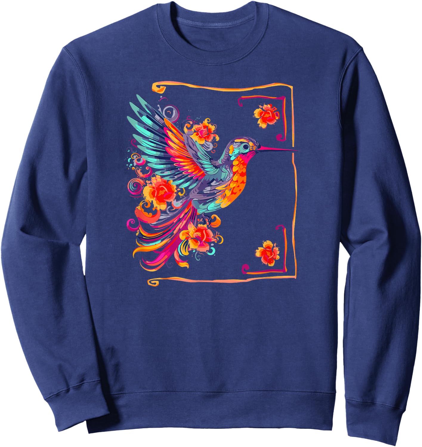 Hummingbird Bird Watcher Flower Wildlife Nature Nectar Sweatshirt - Sweatshirt | Navy