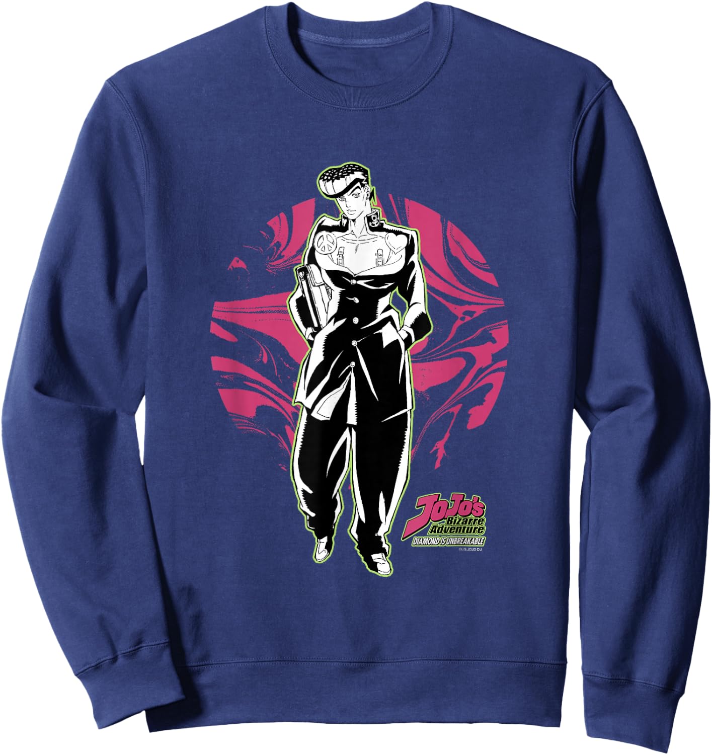 JoJo Part 4 Diamond is Unbreakable Josuke with Circle & Logo Sweatshirt - Sweatshirt | Navy