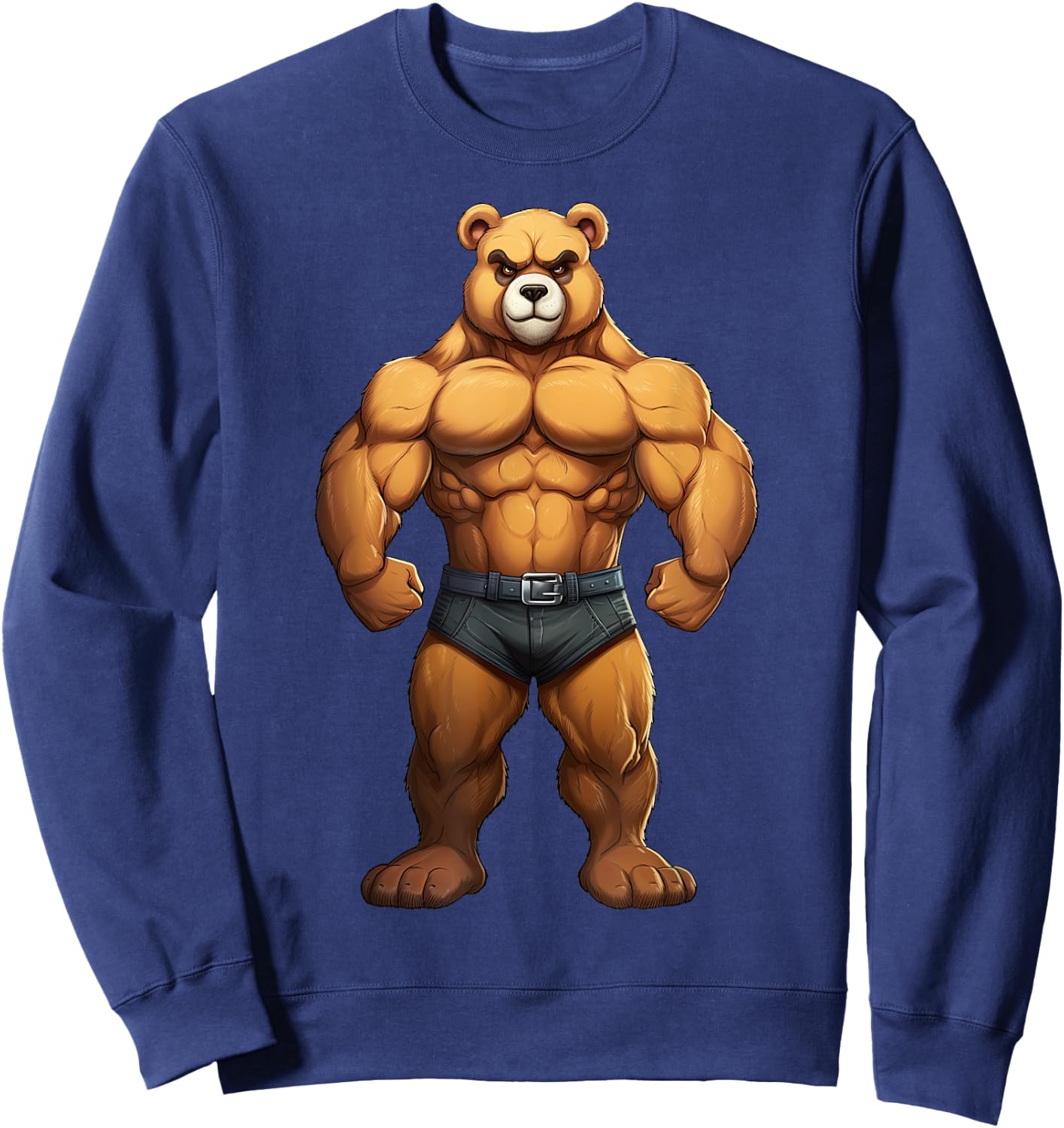 Teddy Bear Bodybuilder Muscular Body Gym Fitness Sweatshirt - Sweatshirt | Navy