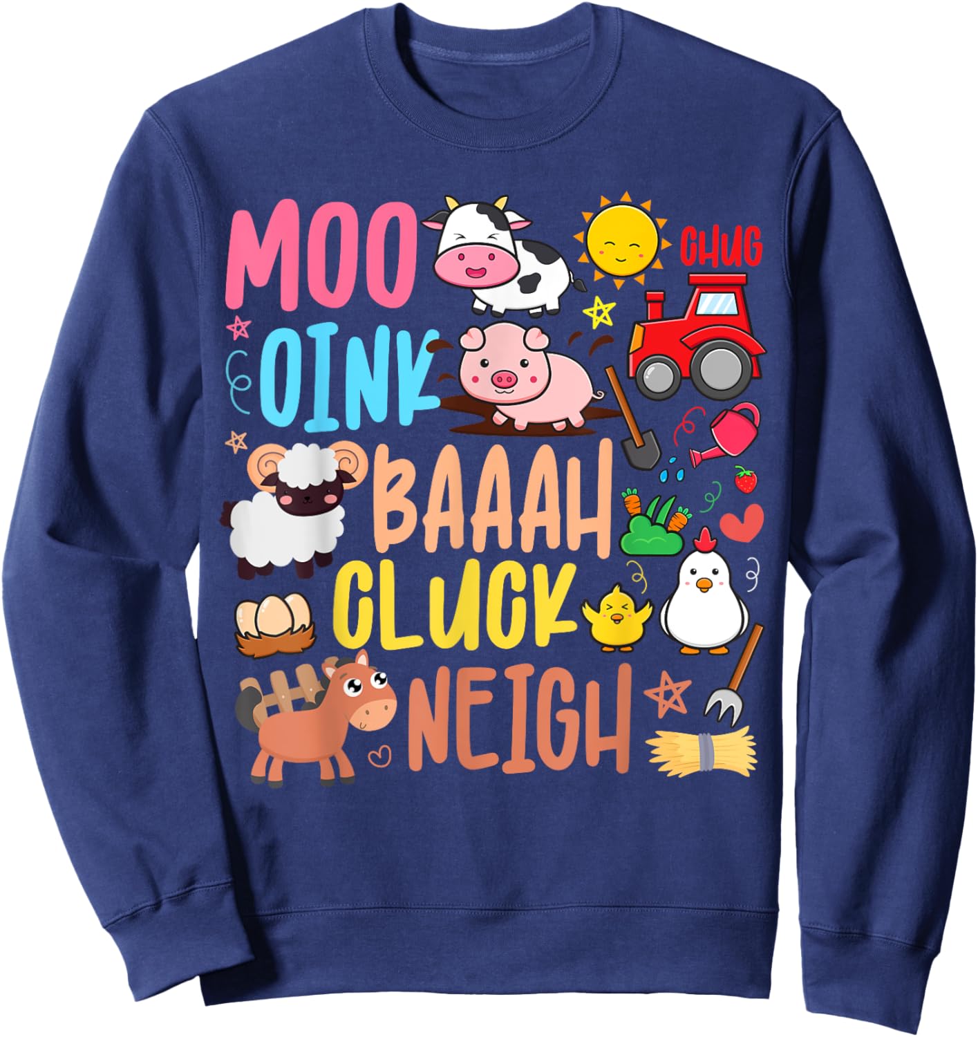 Farm Animals Sounds Oink Baa Neigh Cluck Moo Toddler Farmer Sweatshirt - Sweatshirt | Navy