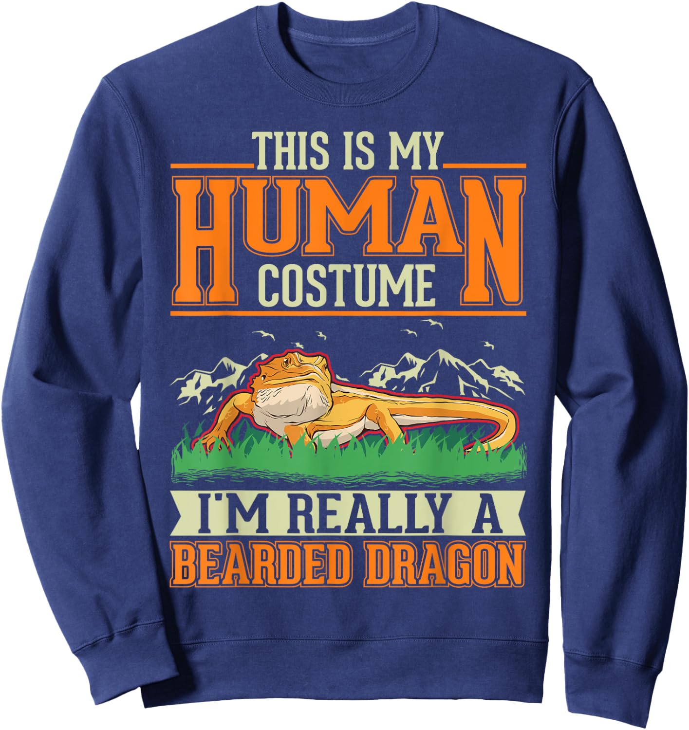 Bearded Dragon Human Costume Halloween Bearded Dragon Sweatshirt - Sweatshirt | Navy