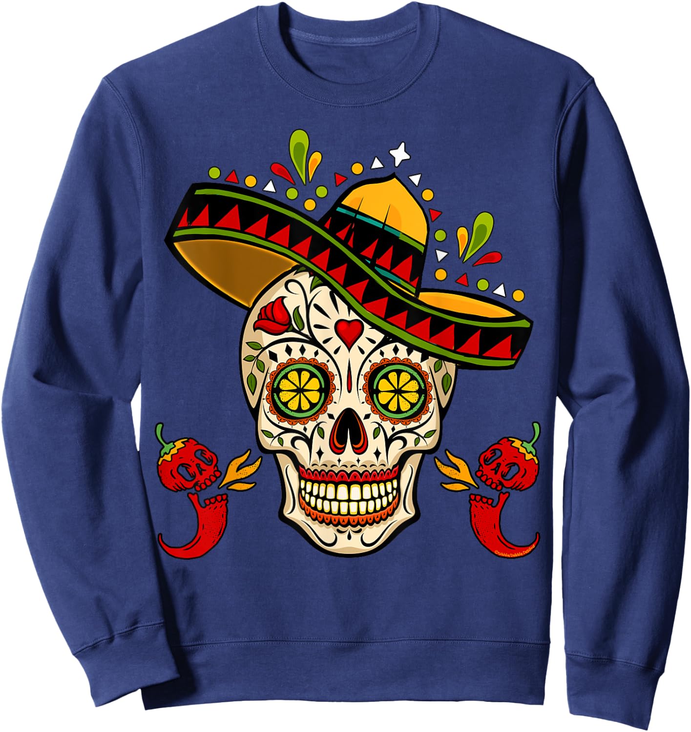 Cinco de Mayo Mexican Fiesta Sugar Skull Cinco de Mayo Sweatshirt - Sweatshirt | Navy