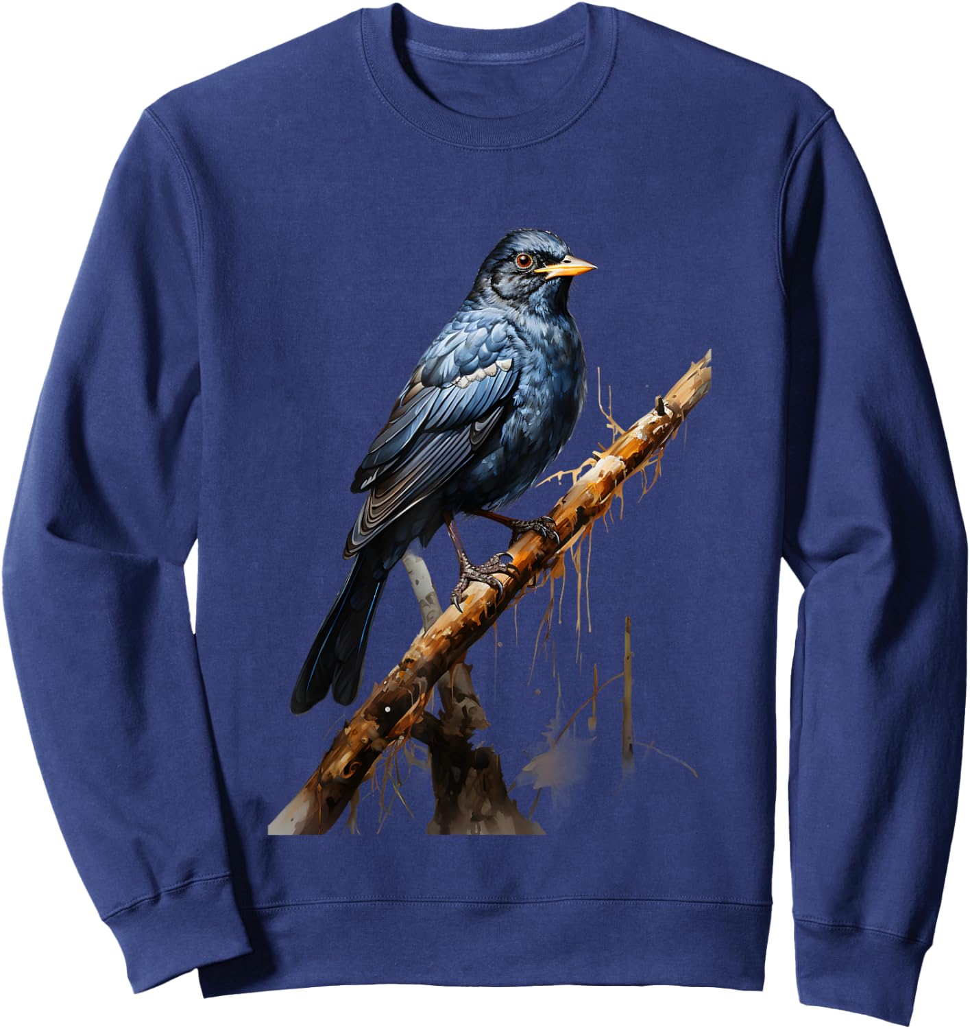 Realistic Blackbird Gift Nature Trees Birds Sweatshirt - Sweatshirt | Navy