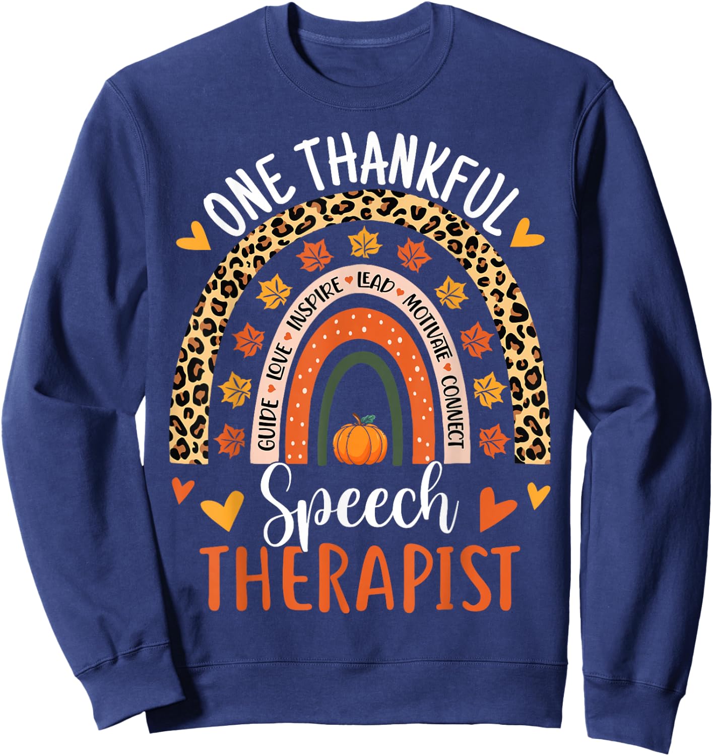 Thankful Speech Therapist Thanksgiving SLP Speech Therapy Sweatshirt - Sweatshirt | Navy