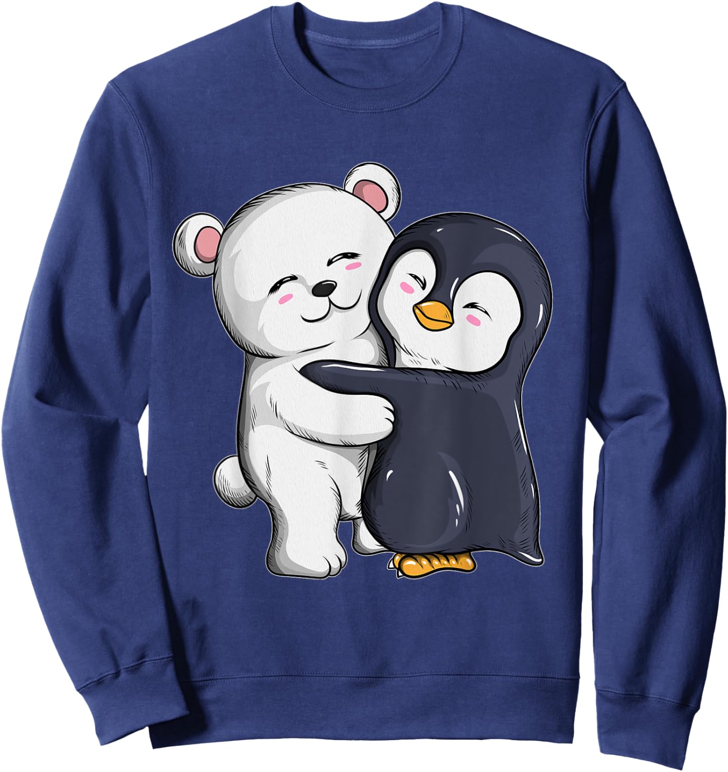 Cute Polar Bear Penguin Hugs Hugs Penguins Polar Bears Sweatshirt - Sweatshirt | Navy