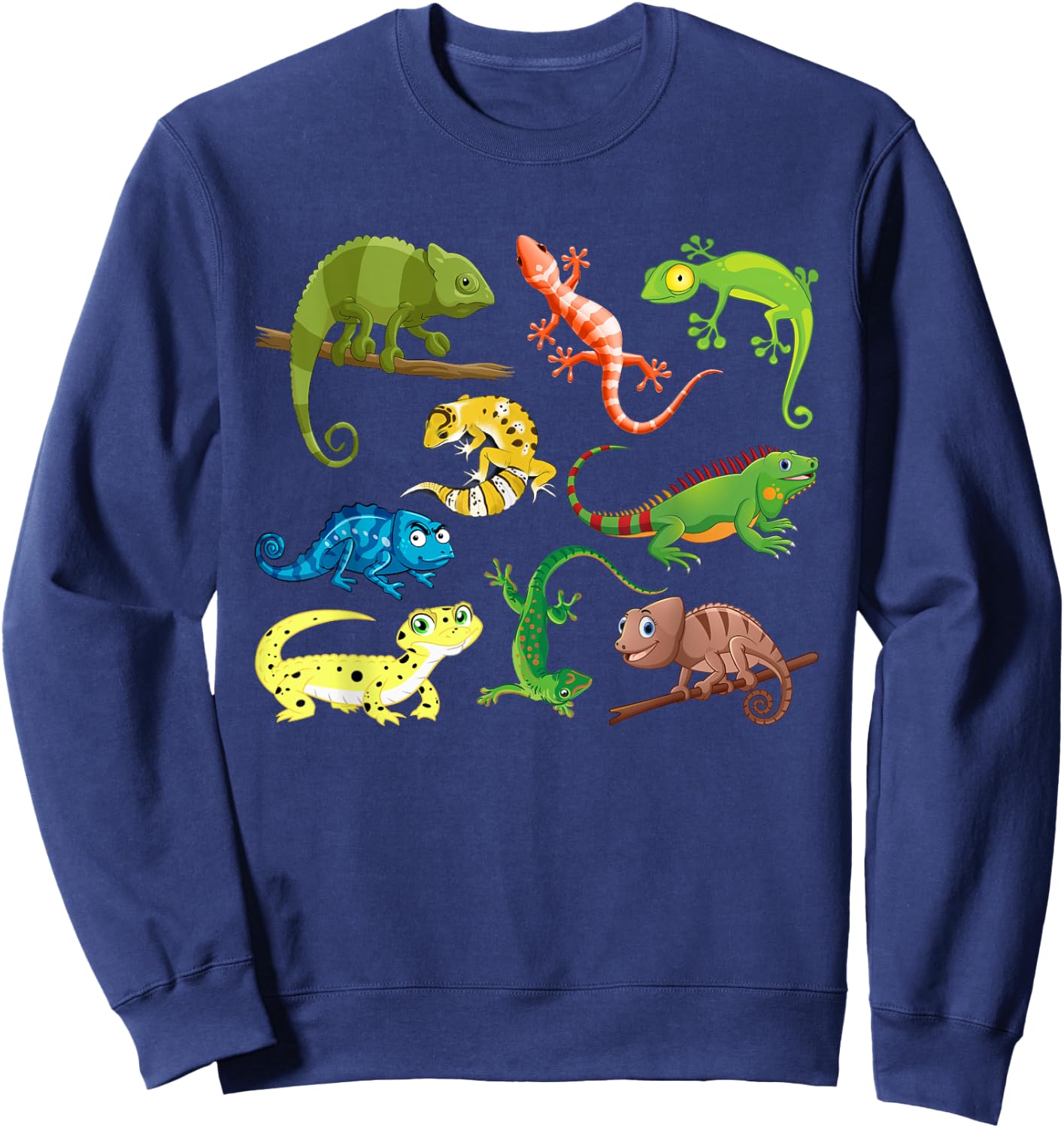 Lizards Collage Reptile Types Of Lizards Cool Lizards Lover Sweatshirt - Sweatshirt | Navy
