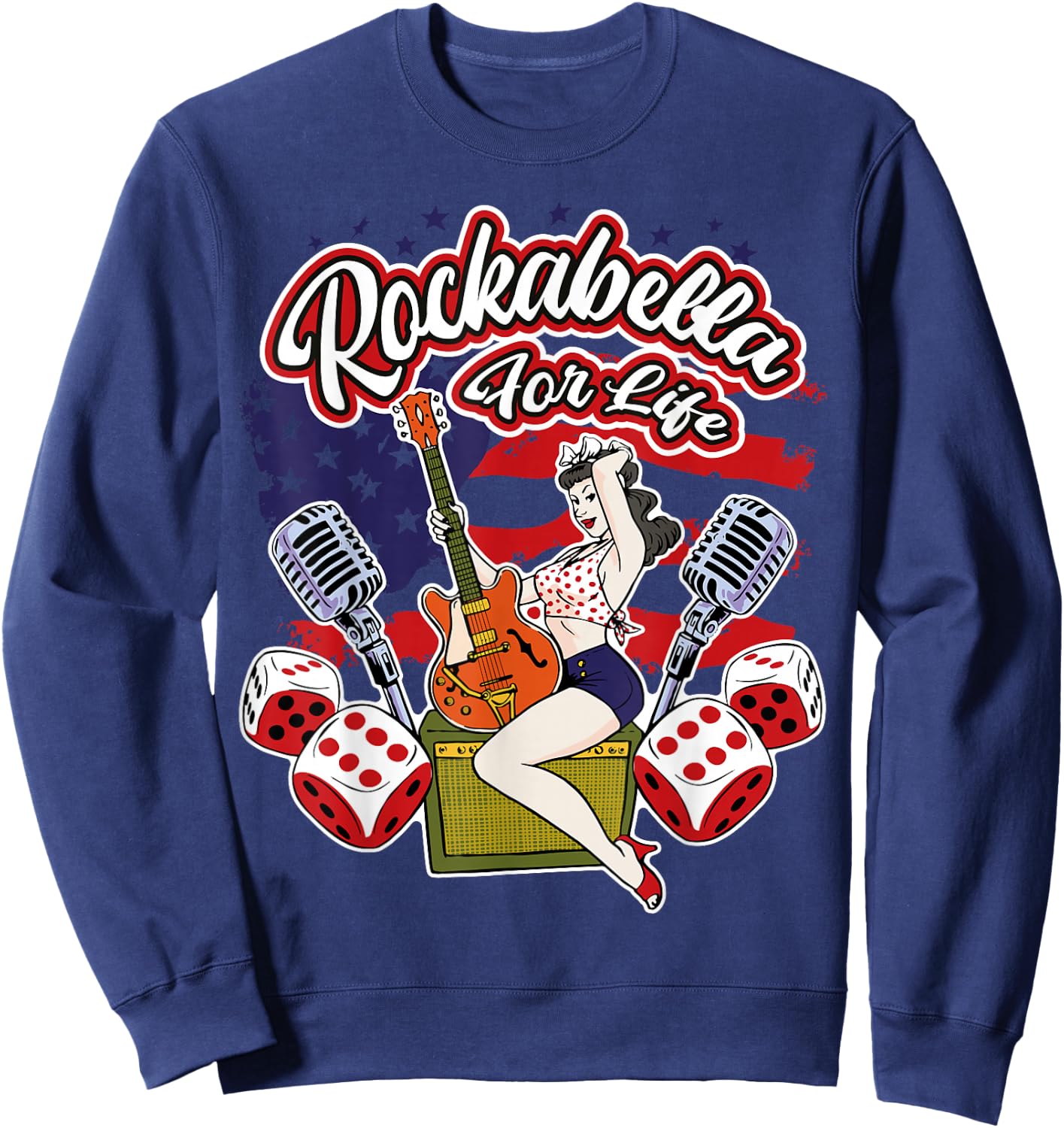 Old School Hipster 1950s Pinup Rocknroll Rockabilly Sweatshirt - Sweatshirt | Navy