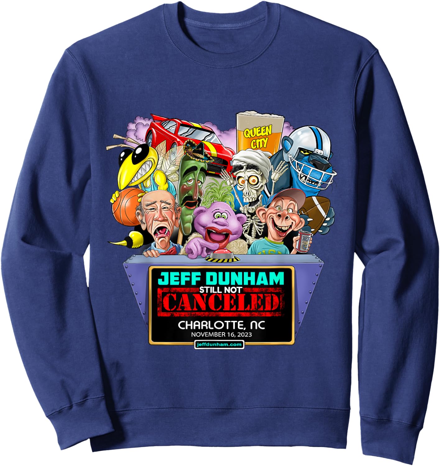 Jeff Dunham Charlotte, NC (2023) Sweatshirt - Sweatshirt | Navy