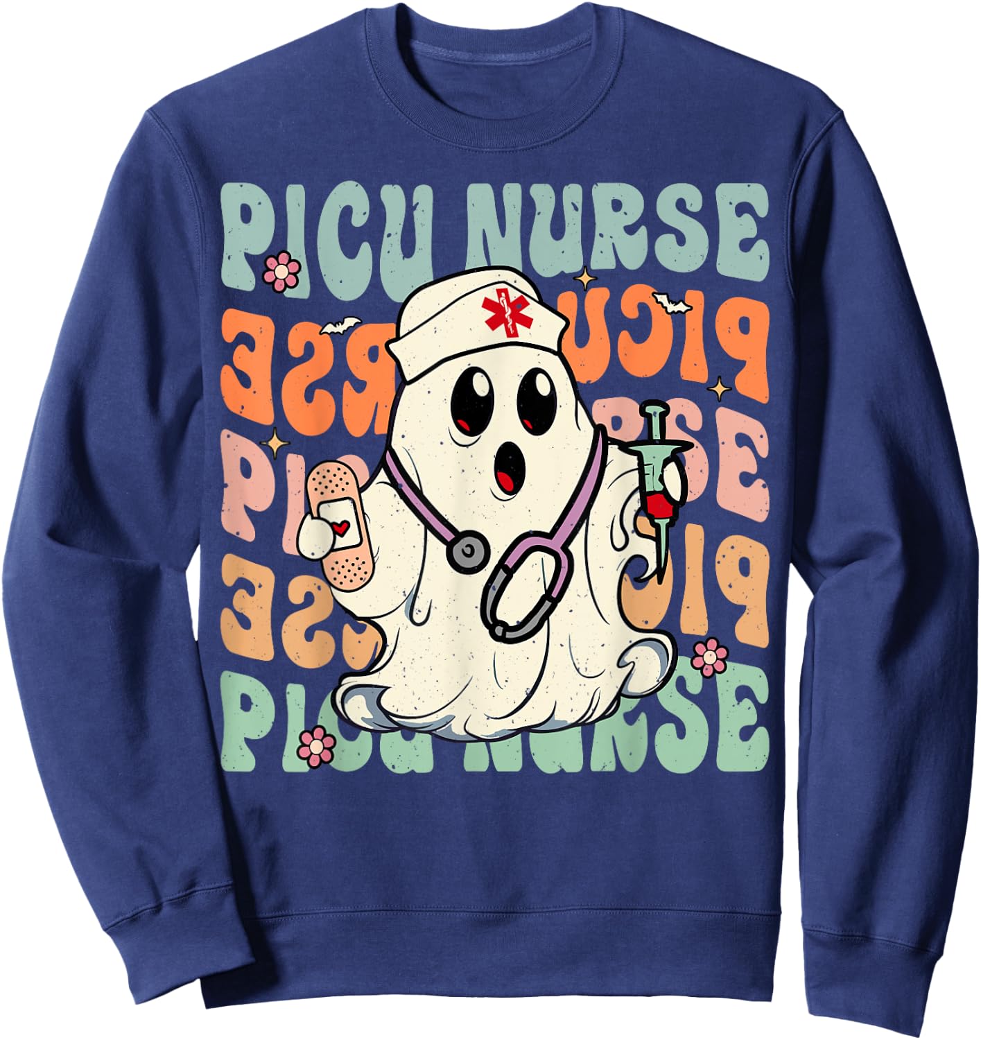 Groovy PICU Nurse Halloween Costume Peds Nurse Sweatshirt - Sweatshirt | Navy