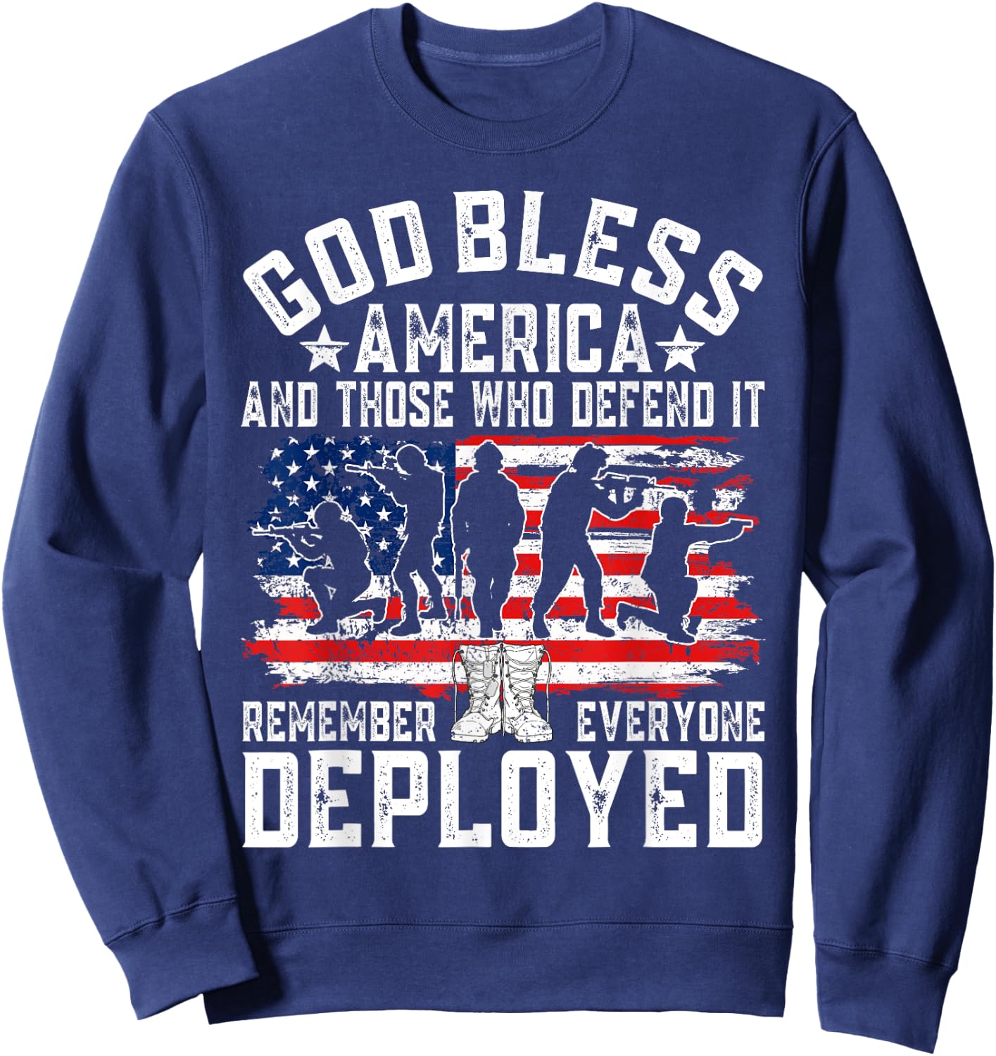 RED Friday Remember Everyone Deployed God Bless R.E.D. Sweatshirt - Sweatshirt | Navy