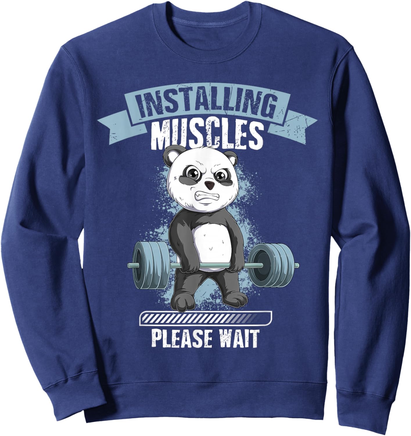 Muscle Building Fitness Panda Weightlifting Barbell Training Sweatshirt - Sweatshirt | Navy