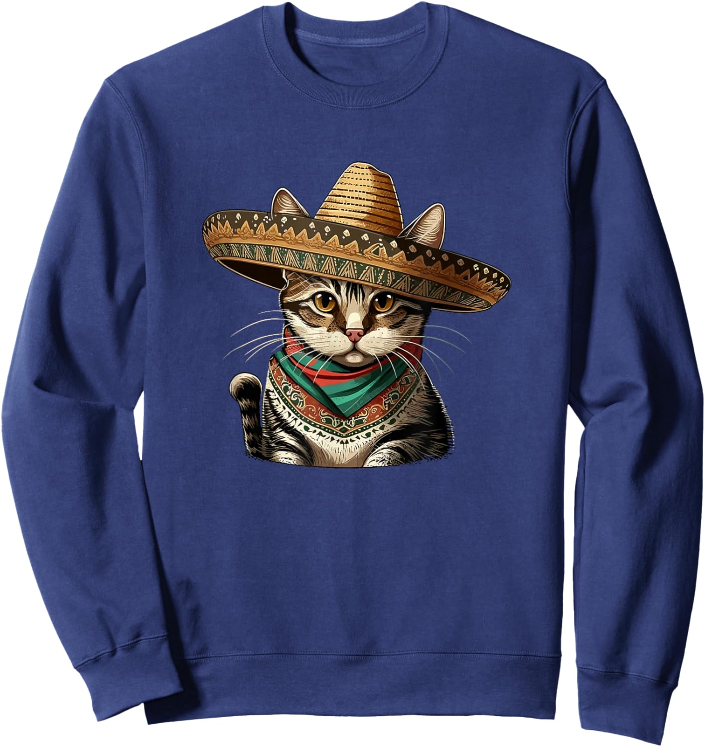 Cinco De Mayo Cat Party Mexican Sombrero Cat Lover Men Women Sweatshirt - Sweatshirt | Navy