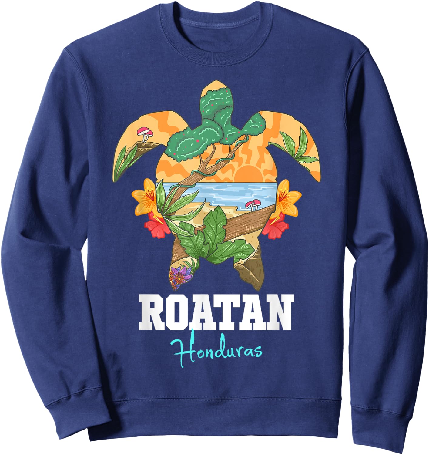 Roatan Bay Islands Honduras Turtle Souvenir Sweatshirt - Sweatshirt | Navy