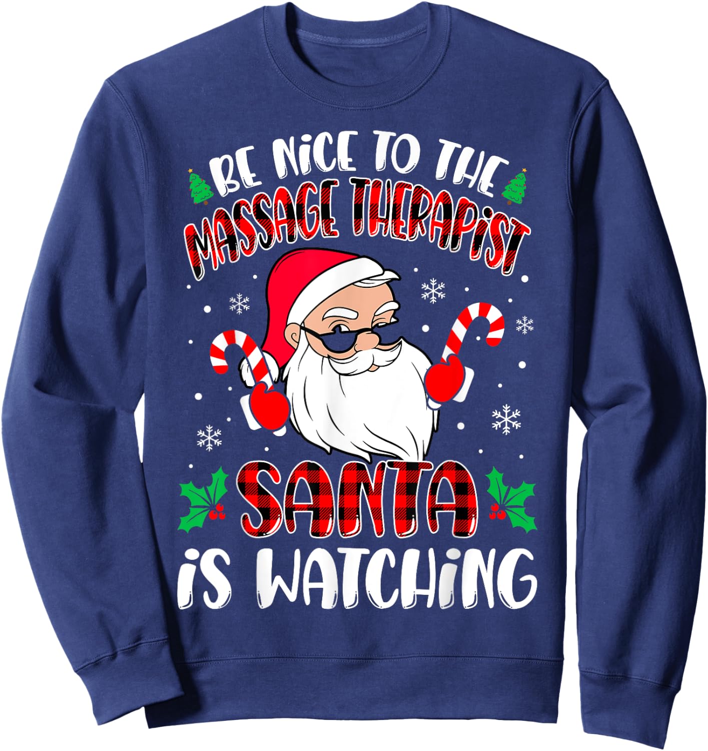 Massage Therapist Santa Funny Therapist Christmas Sweatshirt - Sweatshirt | Navy