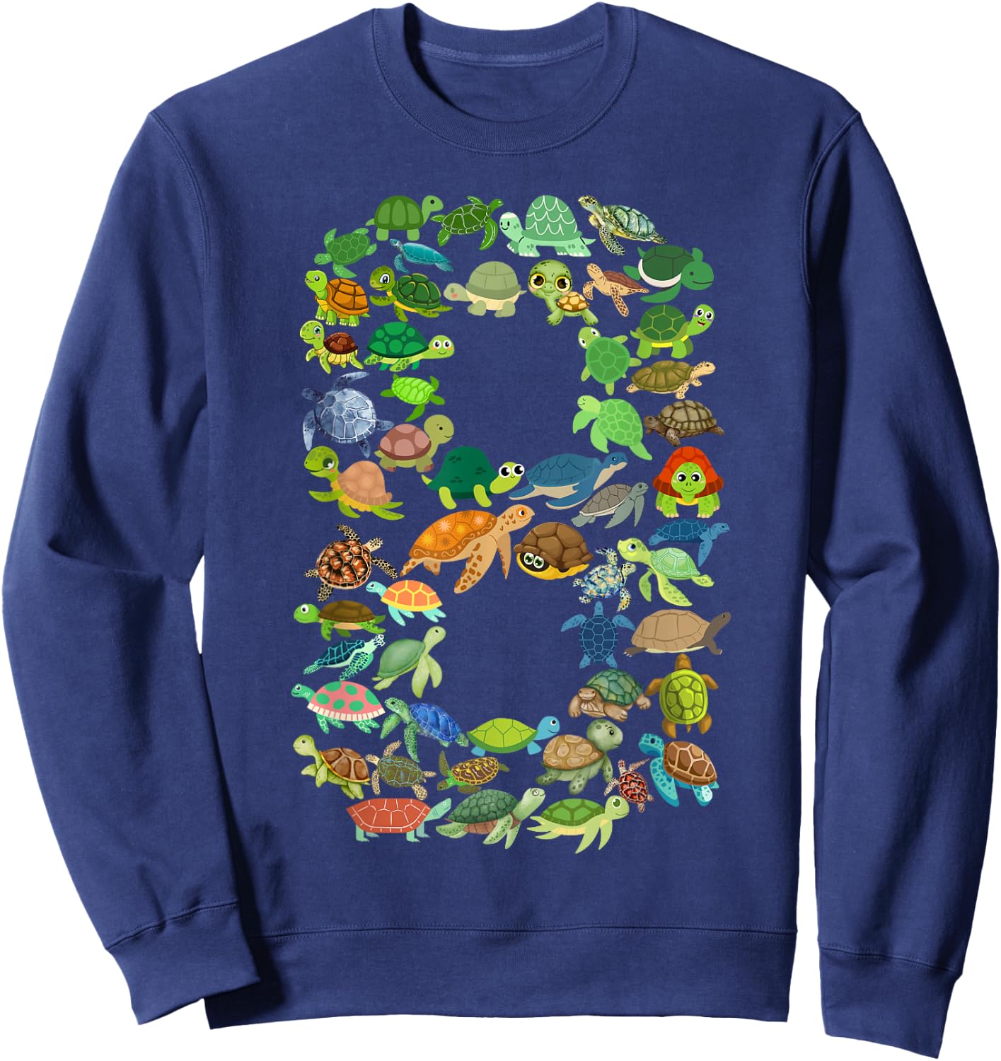 Kids 8th Birthday Sea Turtle Tortoise Themed 8 Year Old Boys Sweatshirt - Sweatshirt | Navy