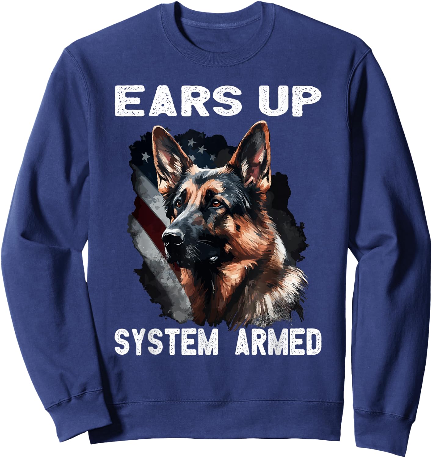 USA Flag with German Shepherd Sweatshirt - Sweatshirt | Navy