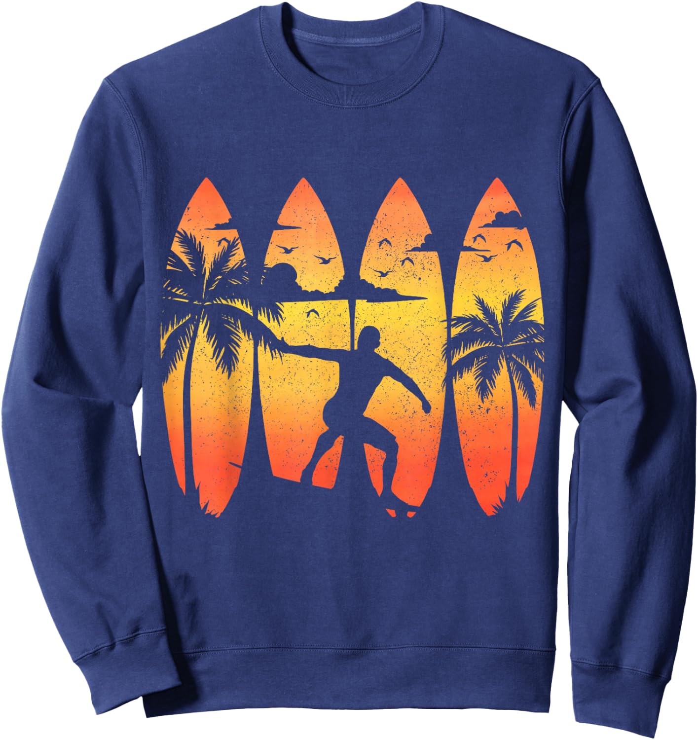 Surfer Surfboard Vintage Surfing Beach Summer Surf Sweatshirt - Sweatshirt | Navy