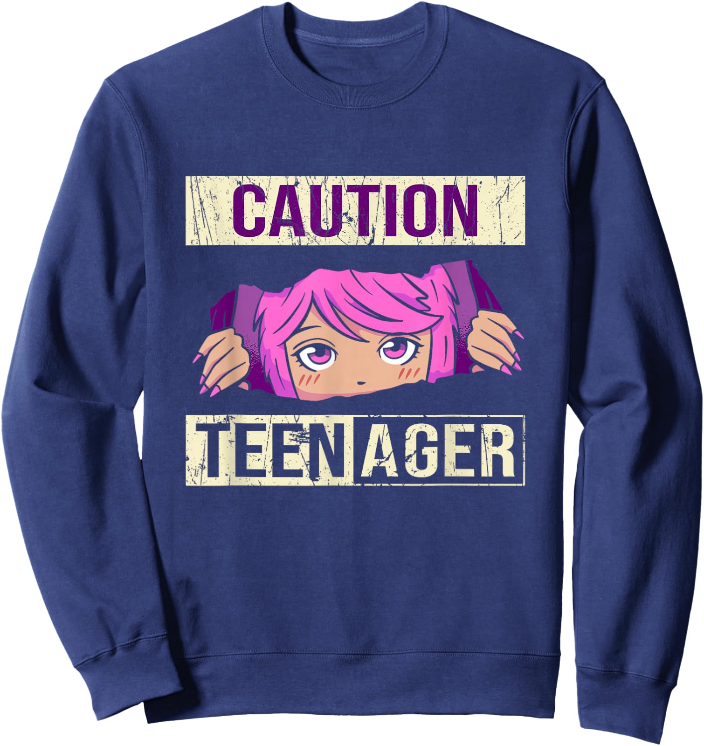 Funny Teenager 13th Birthday cool Girls Teens Anime Sweatshirt - Sweatshirt | Navy