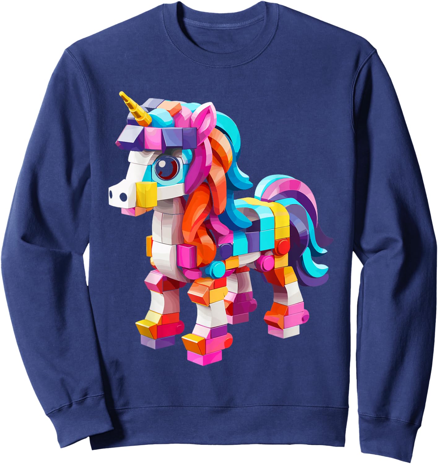 Master Builder Bricks Blocks Play Toys Unicorn Sweatshirt - Sweatshirt | Navy
