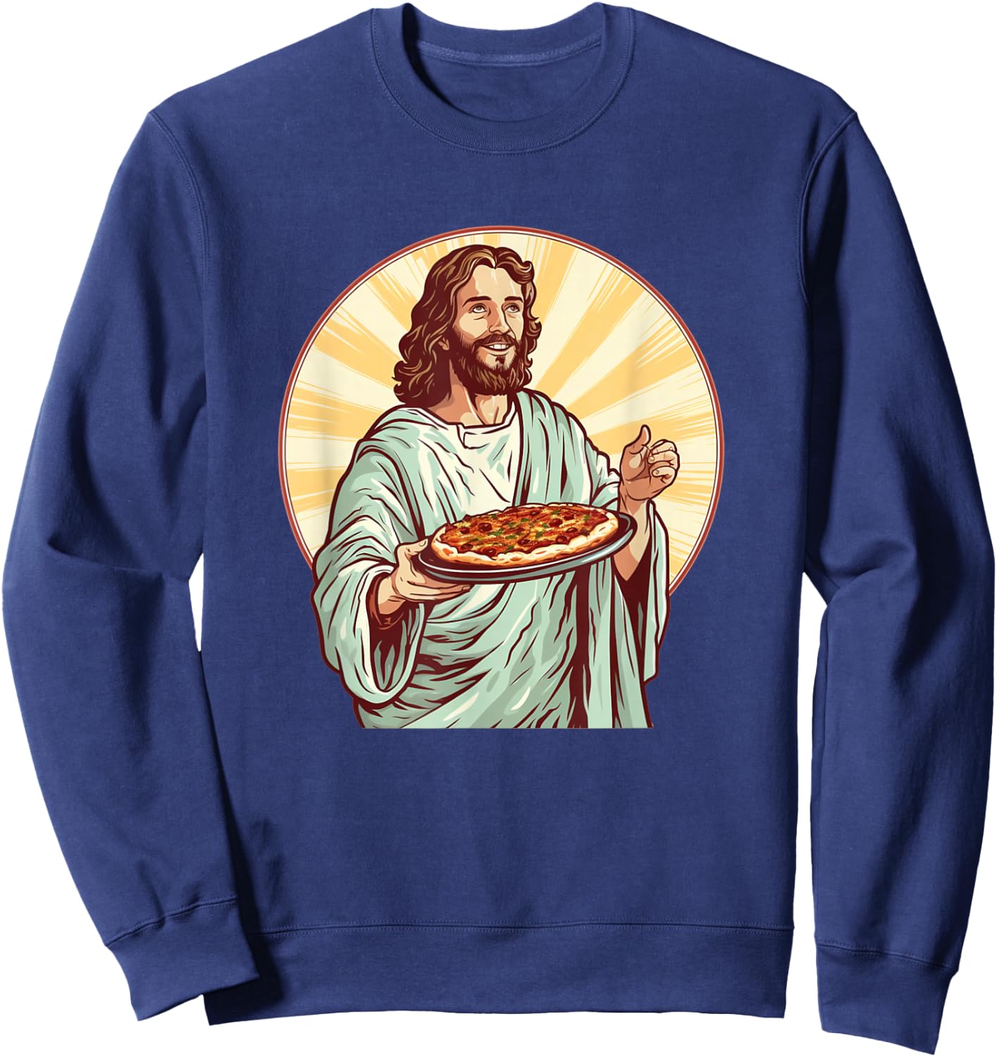Jesus Pizza for holy Food and Lunch Time Lovers Sweatshirt - Sweatshirt | Navy