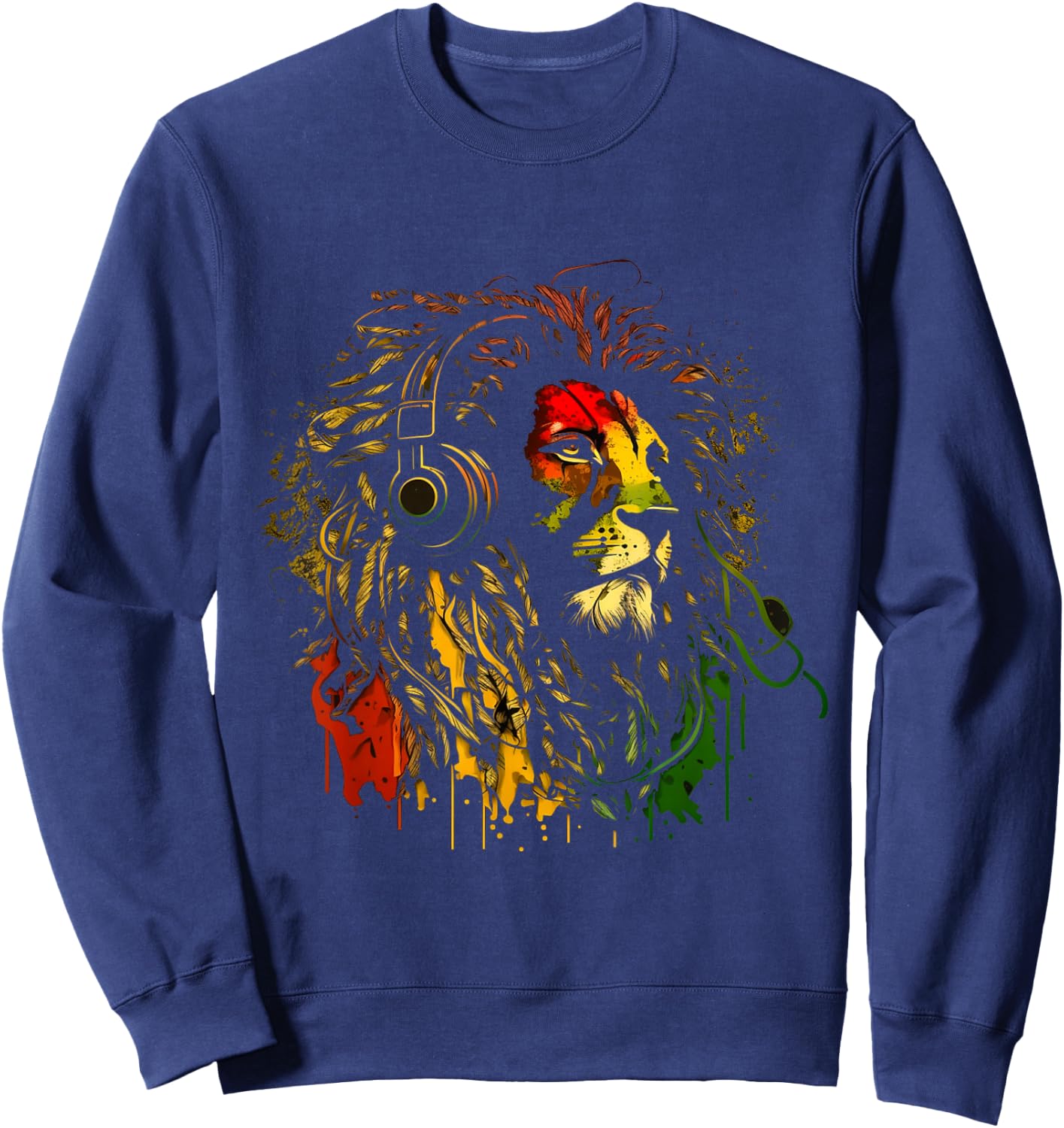 Rasta Reggae Lion of Judah Jamaican Roots Rastafarian Lion Sweatshirt - Sweatshirt | Navy