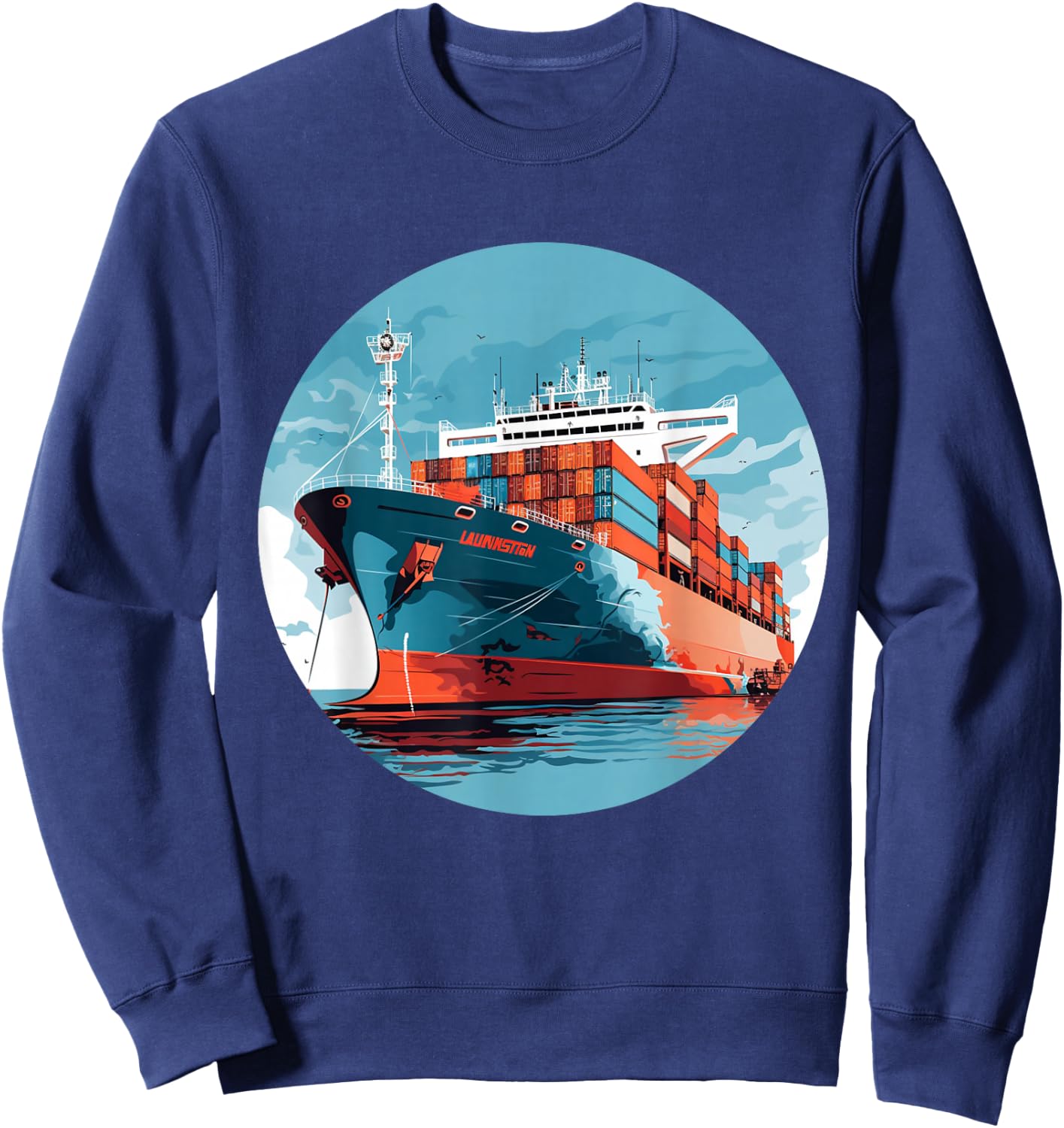 Big Transport Ship for Cargo Container Ships Lovers Sweatshirt - Sweatshirt | Navy