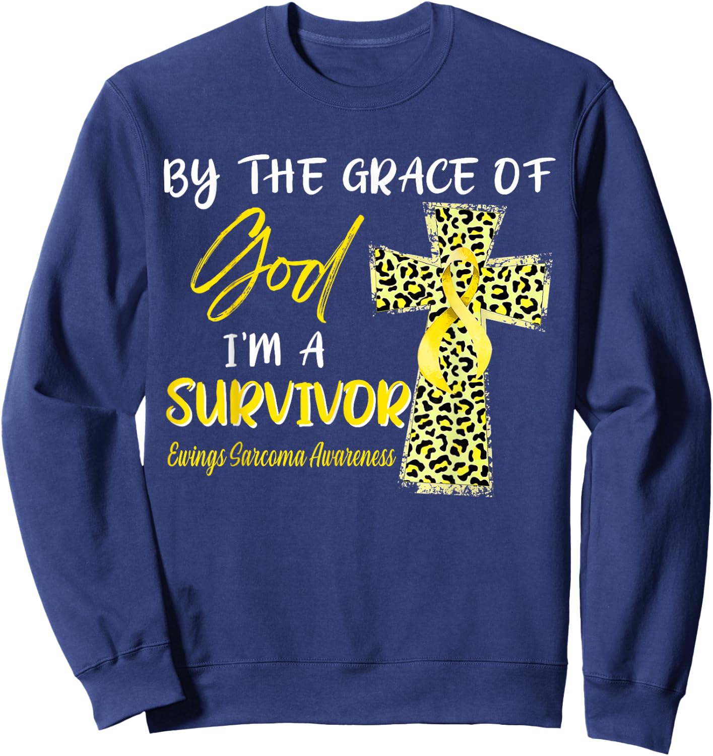 I'm A Survivor Ewings Sarcoma Awareness Yellow Ribbon Sweatshirt - Sweatshirt | Navy