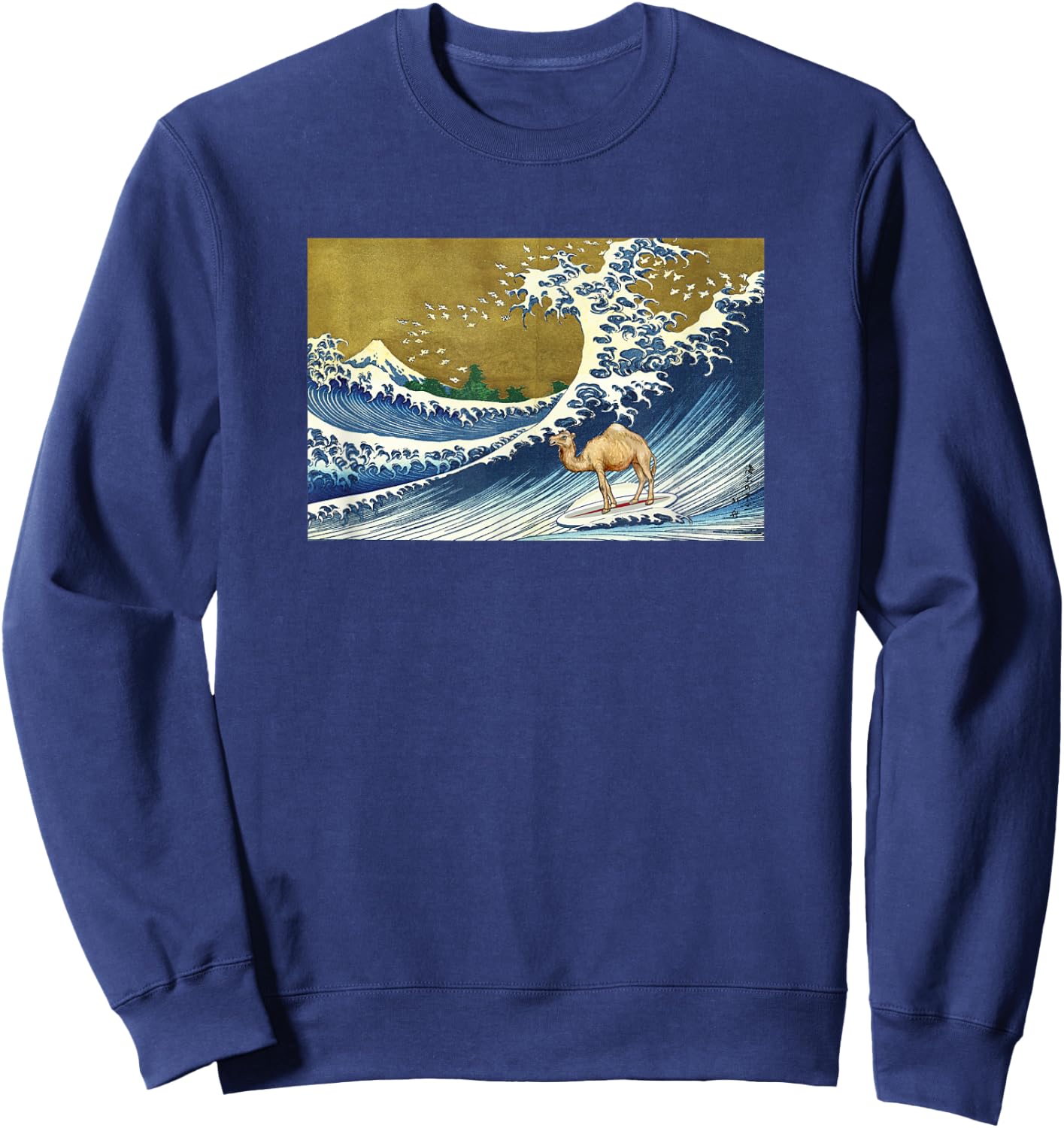 Funny Vintage Retro Surfing A Great Wave Camel Lover Sweatshirt - Sweatshirt | Navy