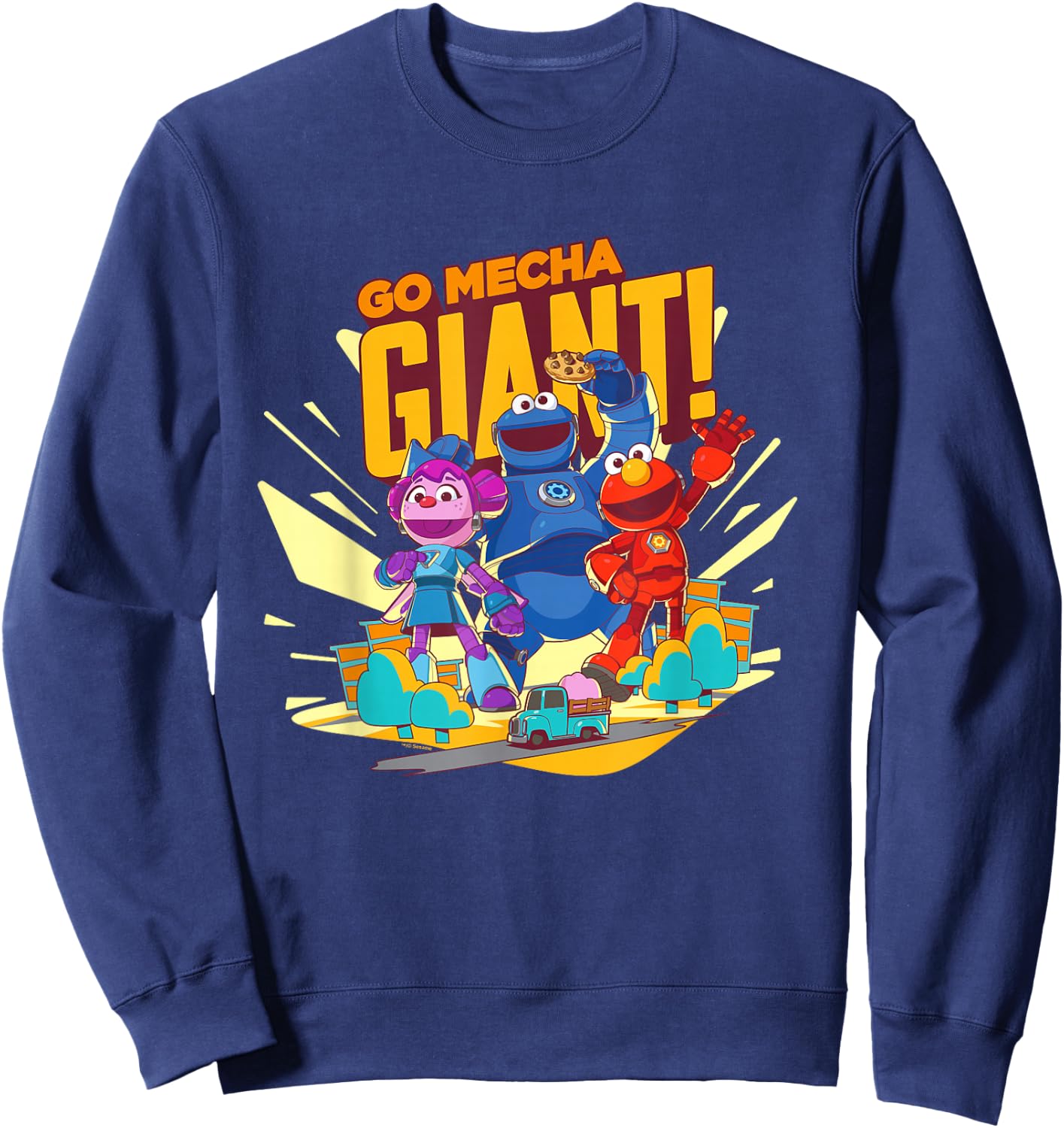 Sesame Street Mecha Builders Go Mecha Giant! Elmo, Cookie Sweatshirt - Sweatshirt | Navy