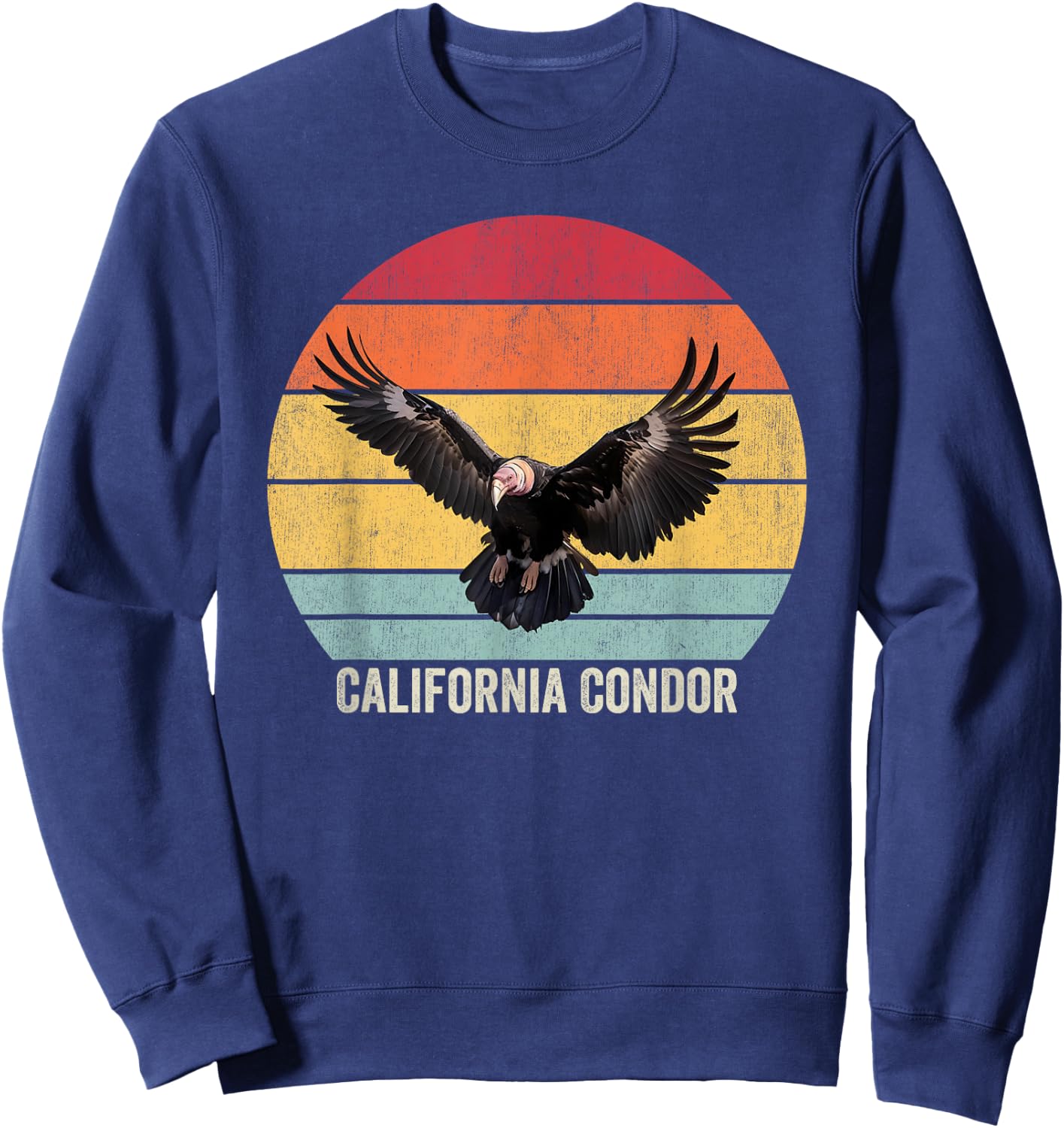 California Condor Vintage , Black, Small, -Kids Sweatshirt - Sweatshirt | Navy