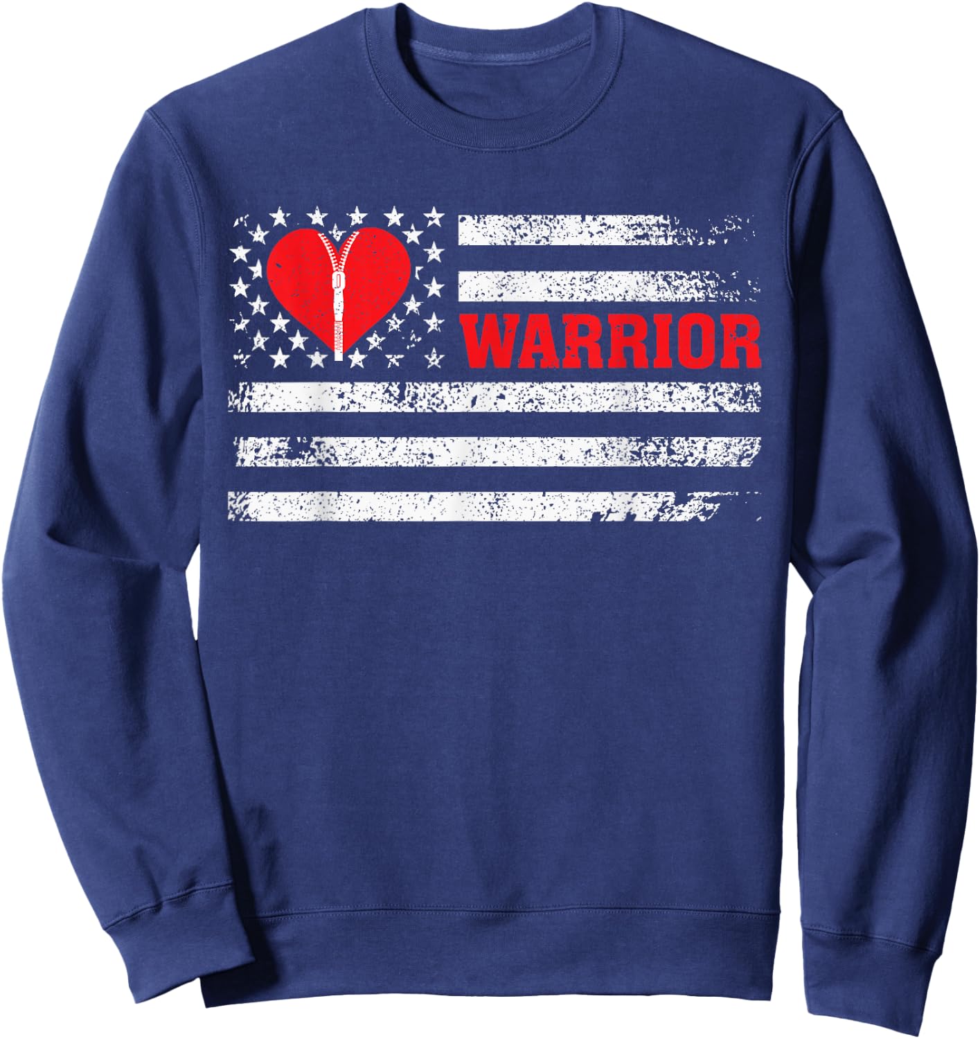 Warrior -Open Heart Surgery Gift Heart Patients Survivor Sweatshirt - Sweatshirt | Navy